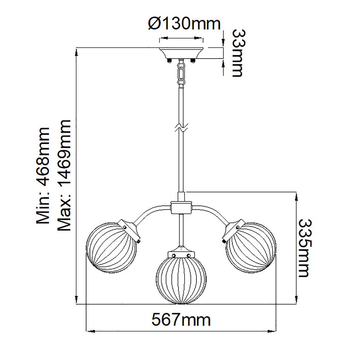Gigi 5 Light Pendant Light - Cream & Brass