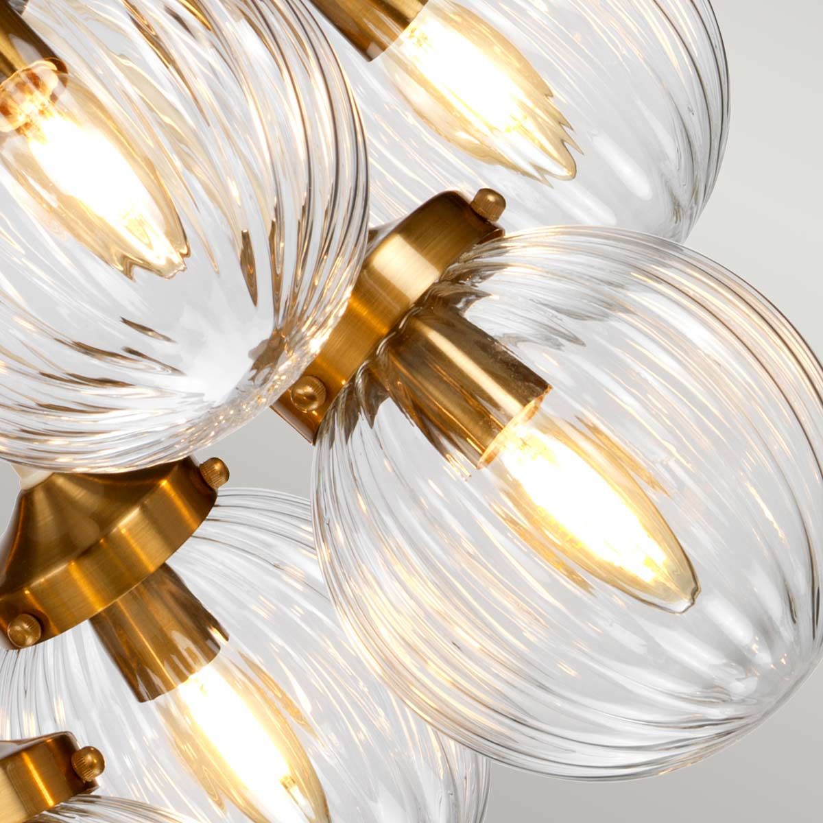 Gigi 9 Light Pendant Light - Cream & Brass