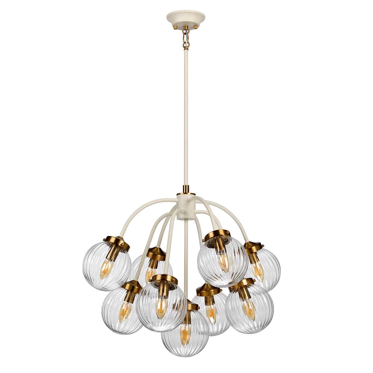 Gigi 9 Light Pendant Light - Cream & Brass