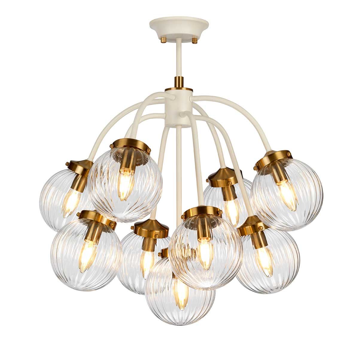Gigi 9 Light Pendant Light - Cream & Brass
