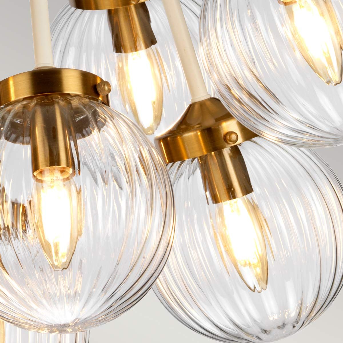 Gigi 9 Light Pendant Light - Cream & Brass