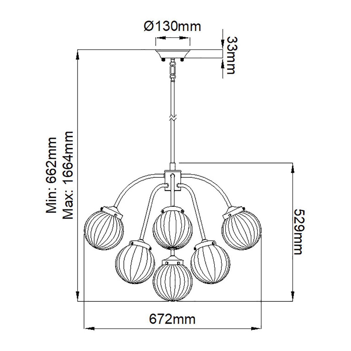 Gigi 9 Light Pendant Light - Cream & Brass