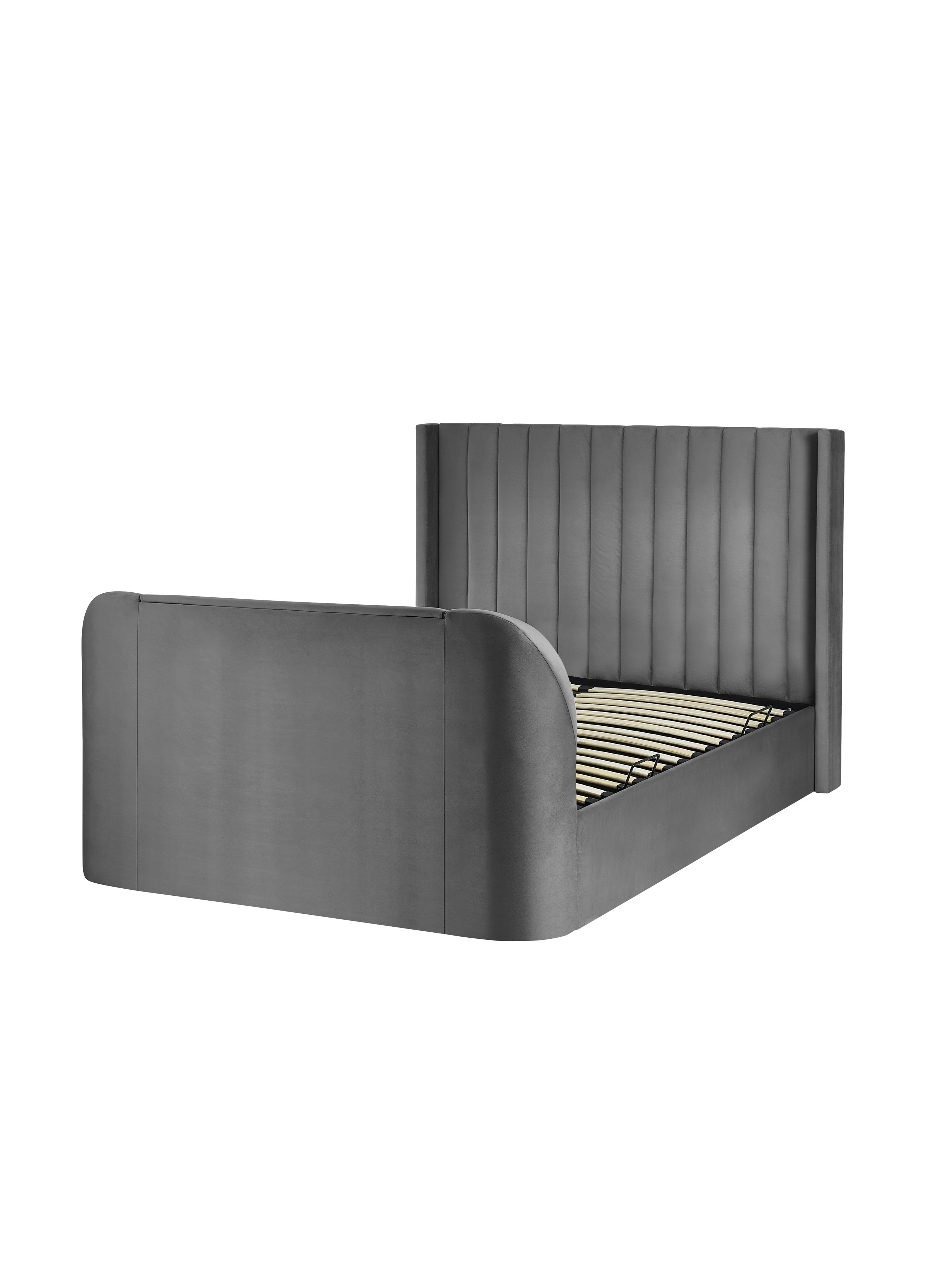 Alston Dark Grey Velvet Ottoman TV Bed King