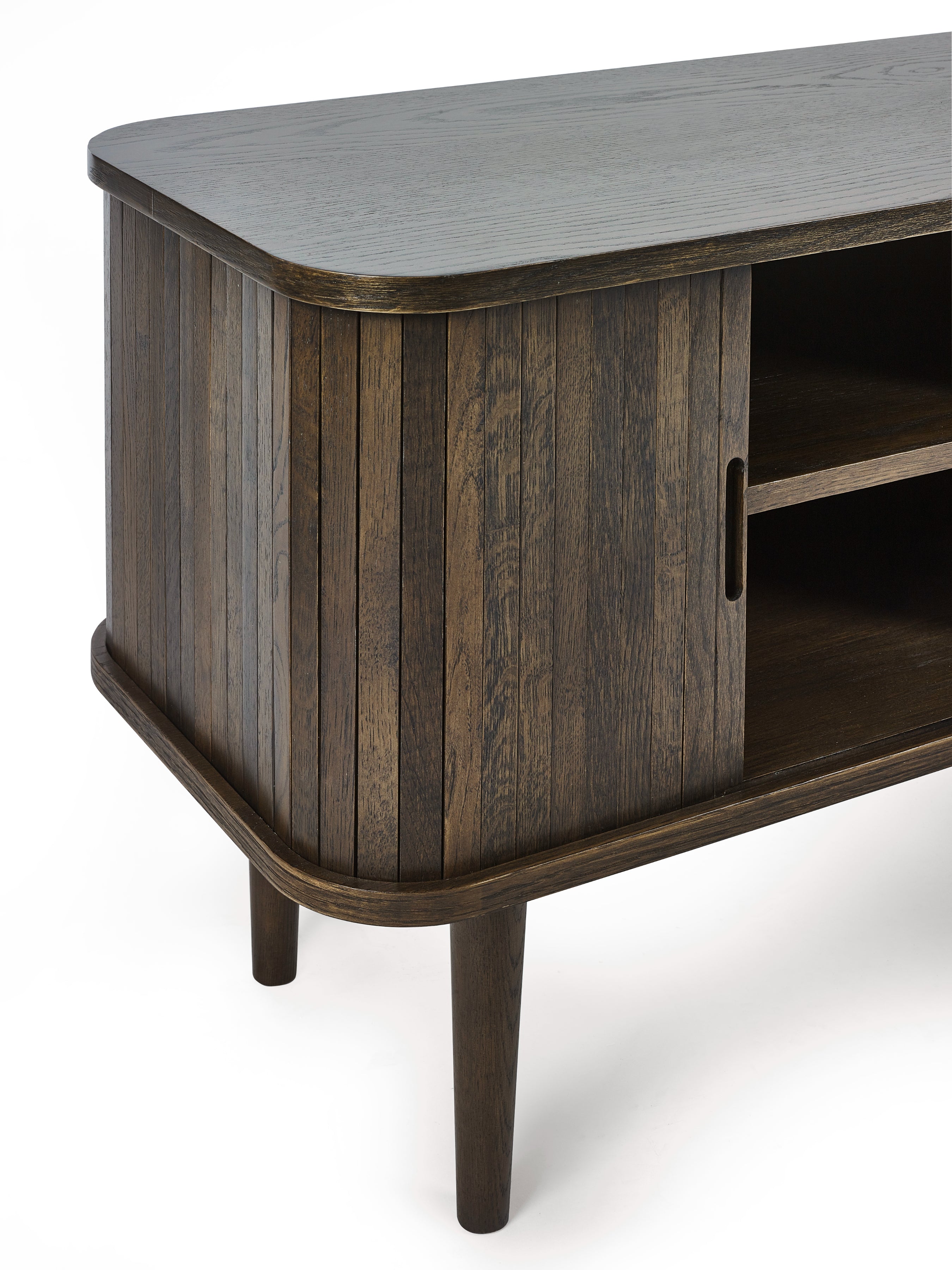 Pedra Dark Oak Wood Slatted Media Unit