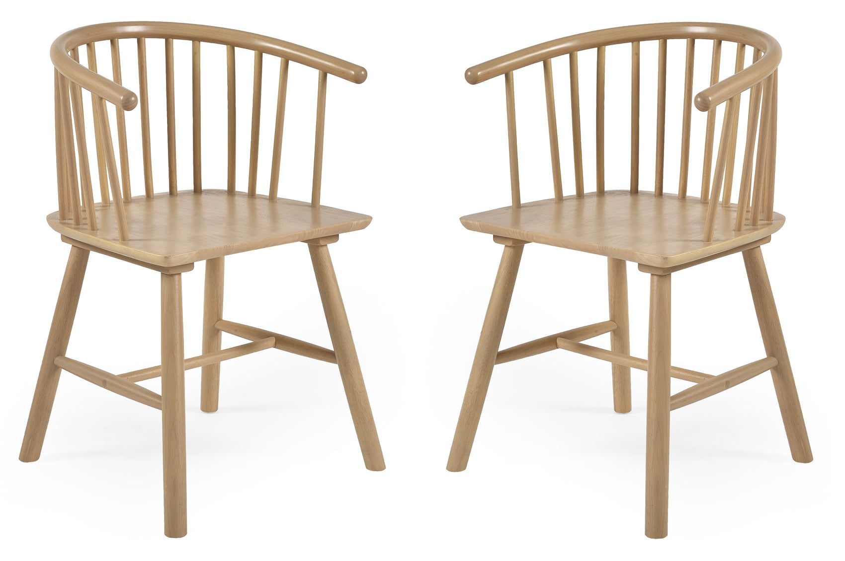 Set of 2 Buckhurst Oak Wood Curved Dining Chairs