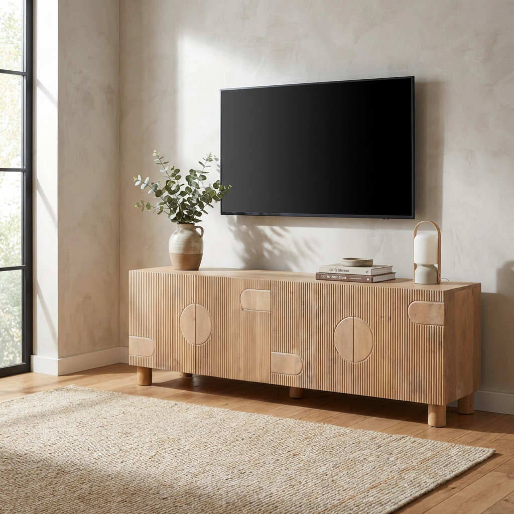 Benton Natural Mango Wood TV Unit Large