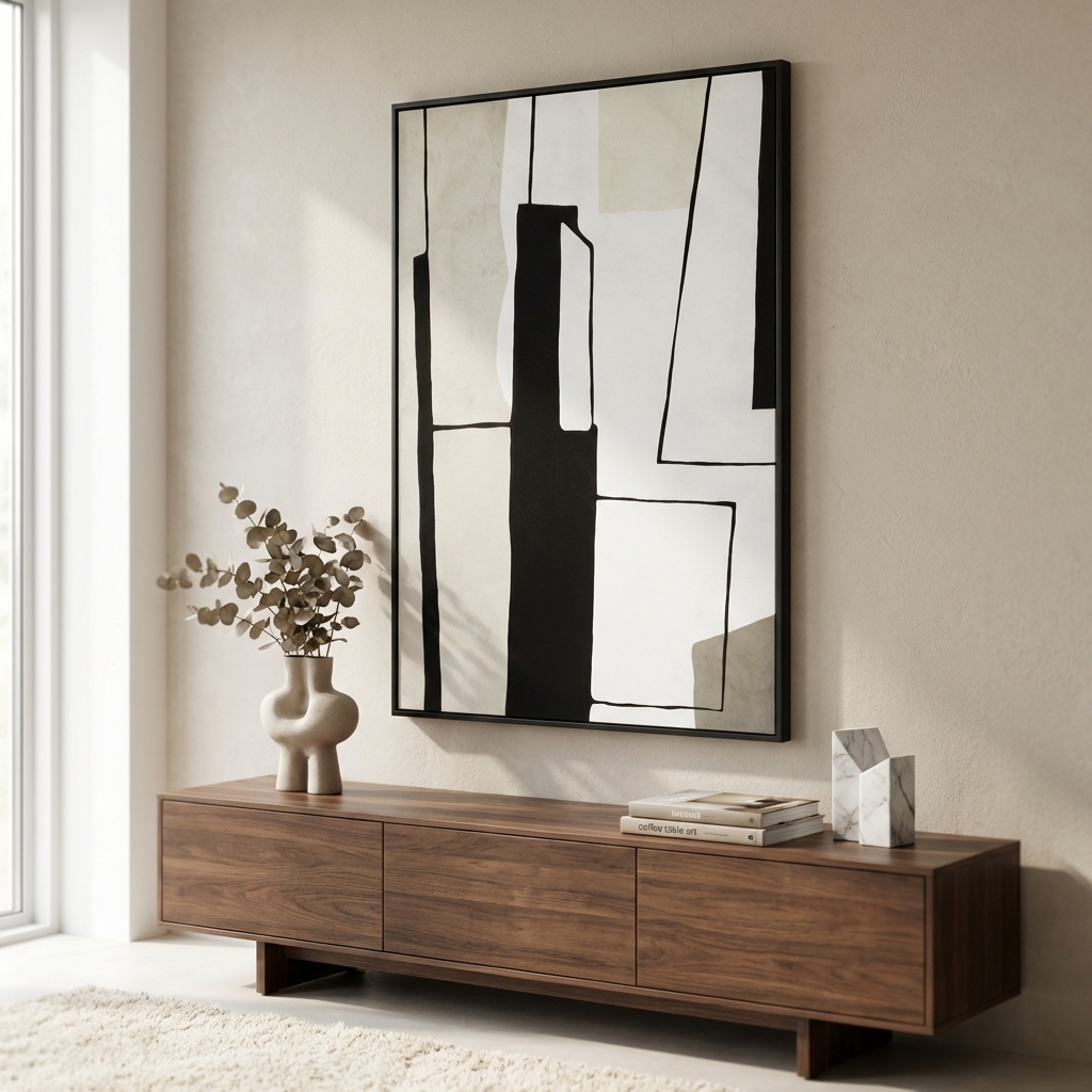Noah Abstract Black & Grey Brushstrokes Wall Art