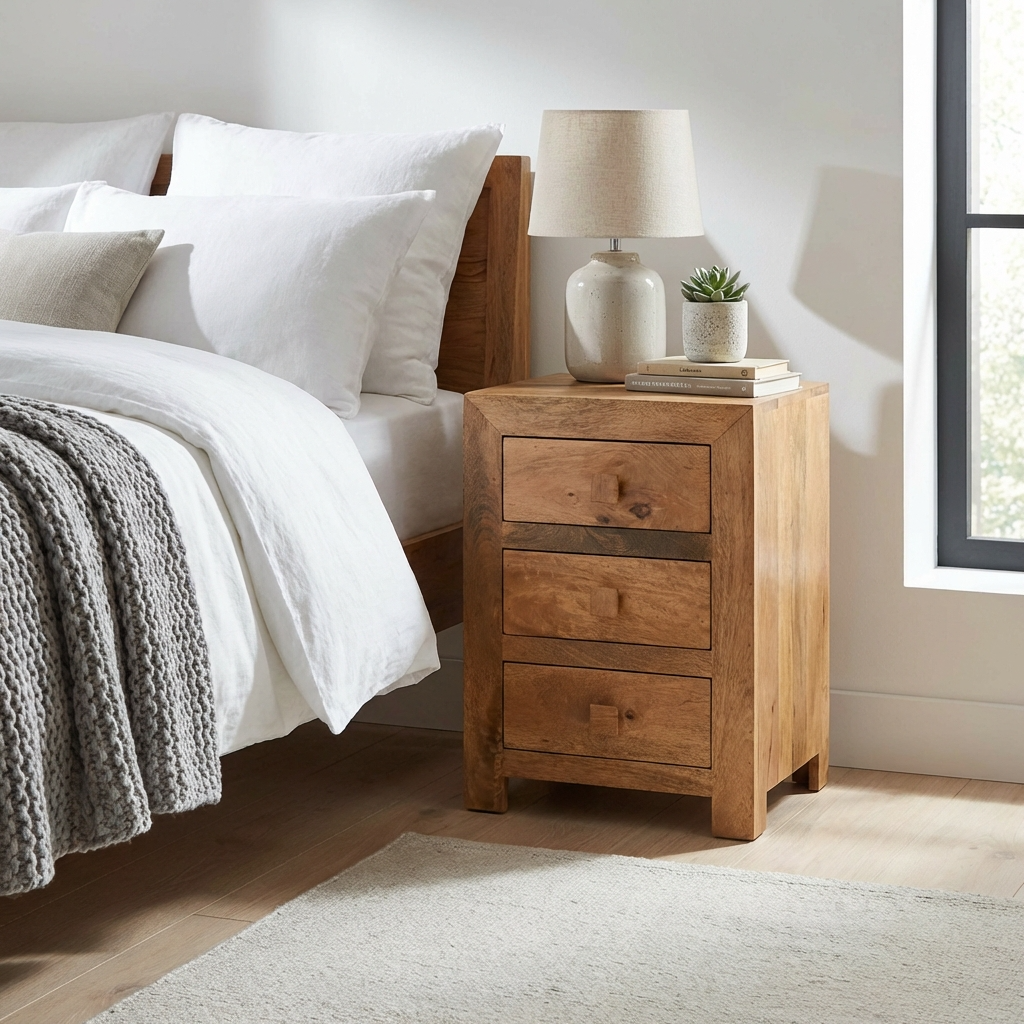 Canterbury Natural Mango Wood Bedside Table
