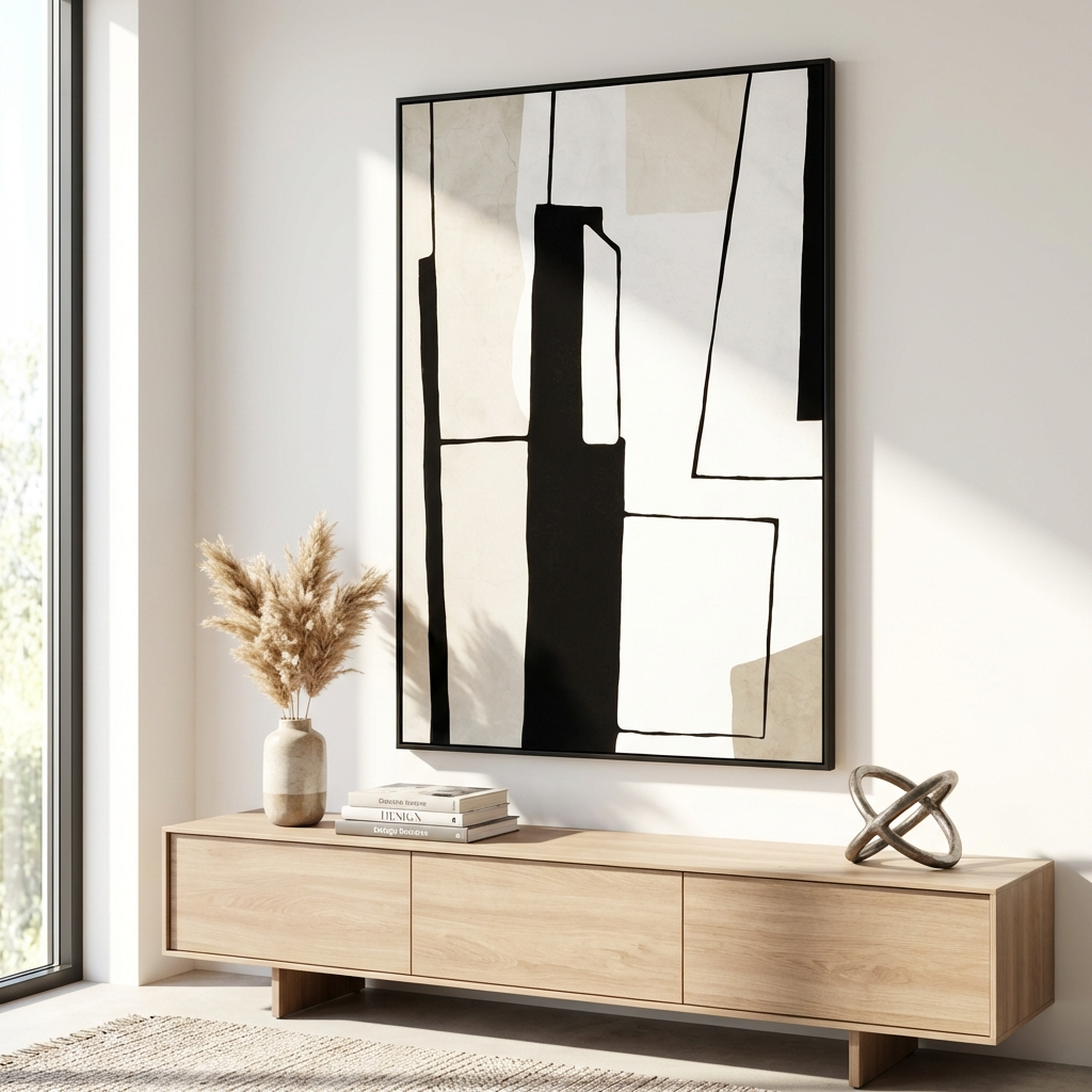 Noah Abstract Black & Grey Brushstrokes Wall Art