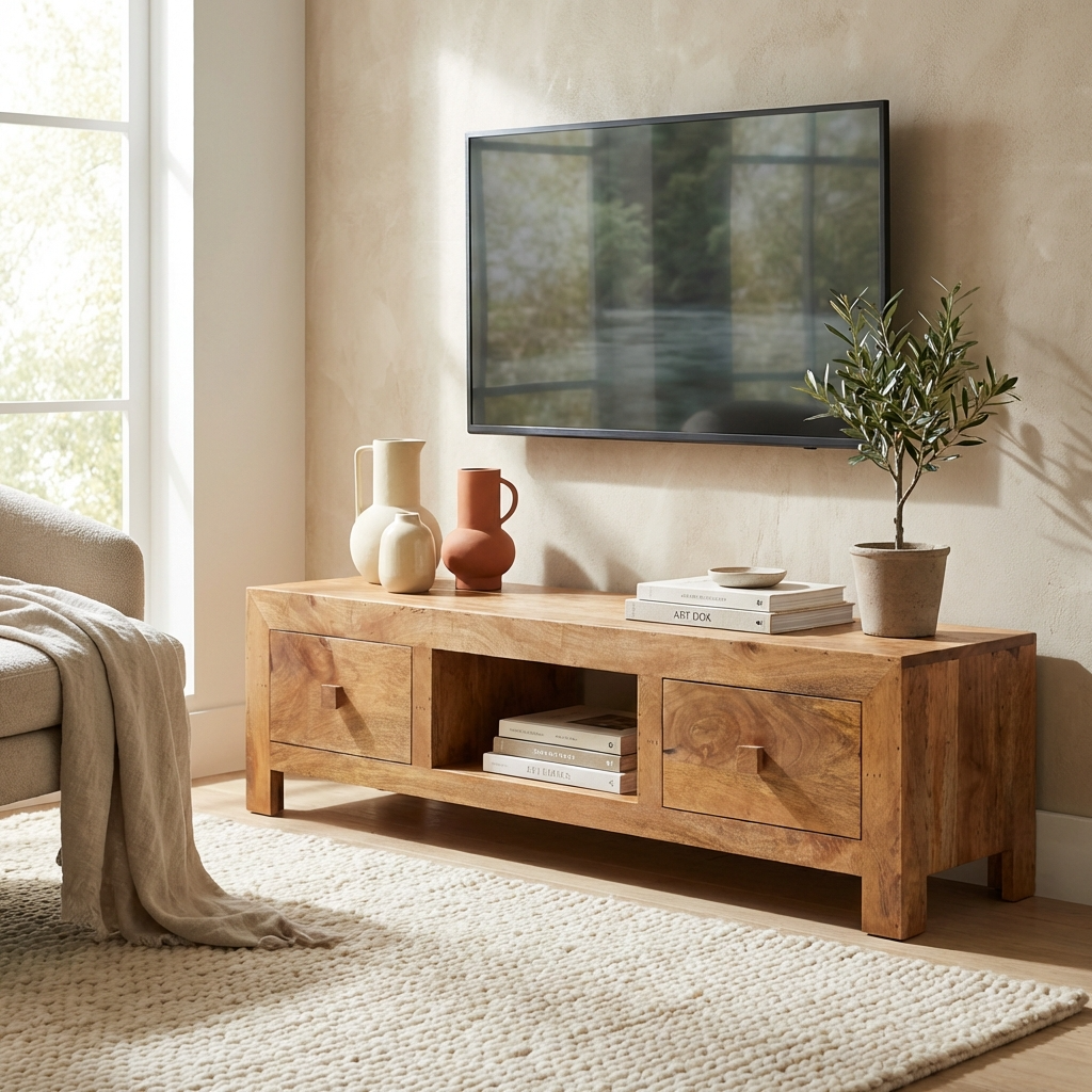 Canterbury Natural Mango Wood Wide TV Unit