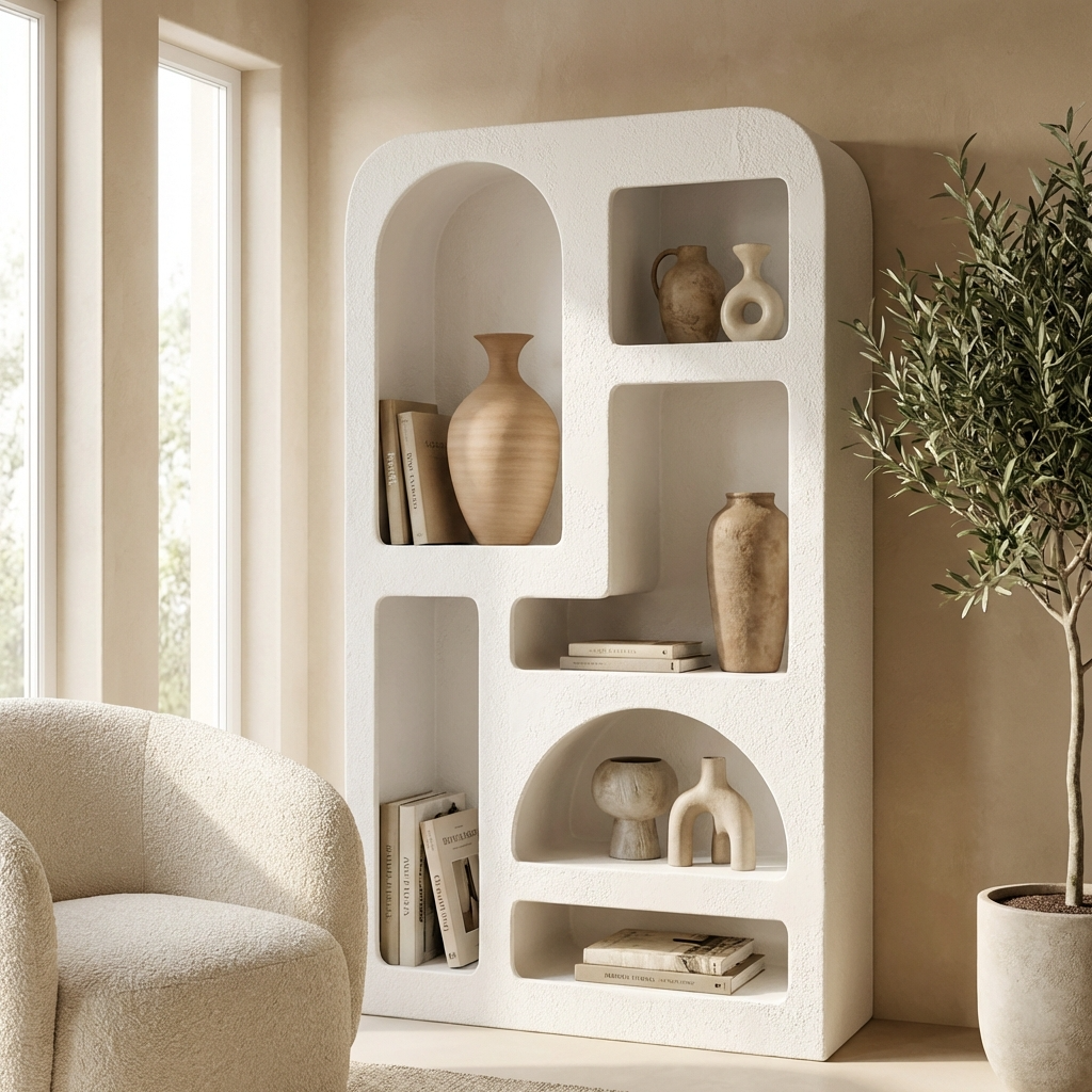 Eyre White Textured Geometric Display Unit