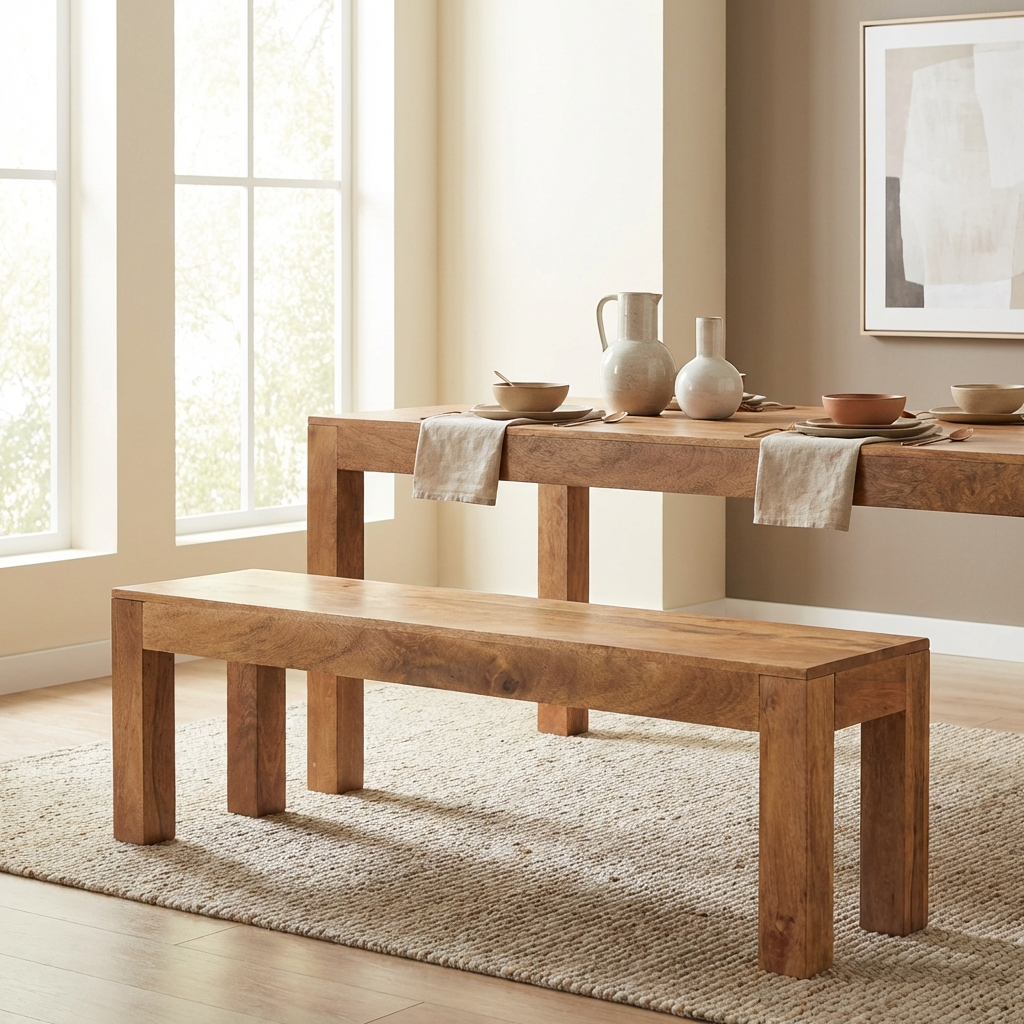 Canterbury Natural Mango Wood Dining Bench 145cm