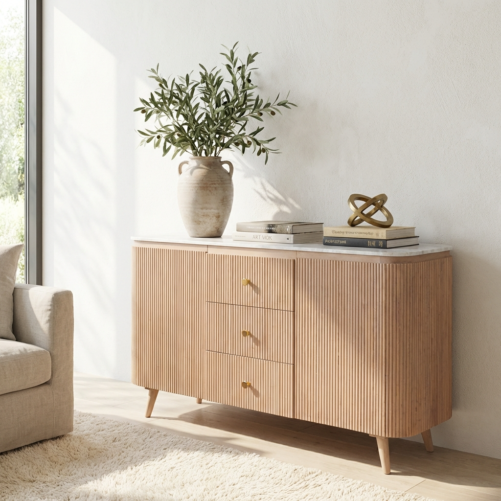 Houston Mango Wood & Marble Sideboard XL