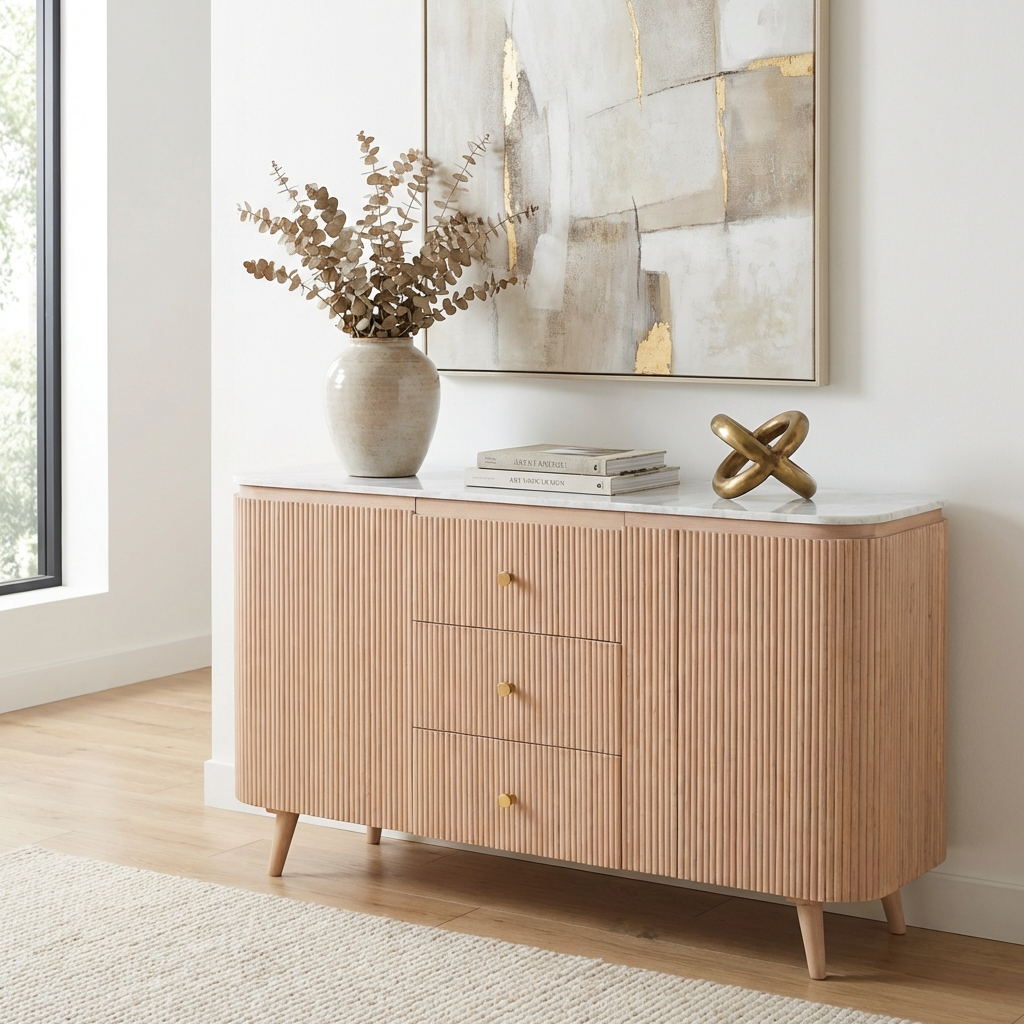 Houston Mango Wood & Marble Sideboard XL
