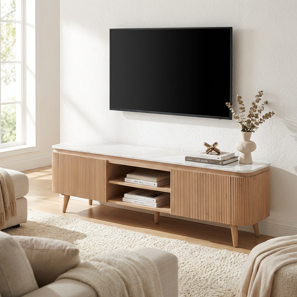 Houston Mango Wood & Marble TV Unit Large