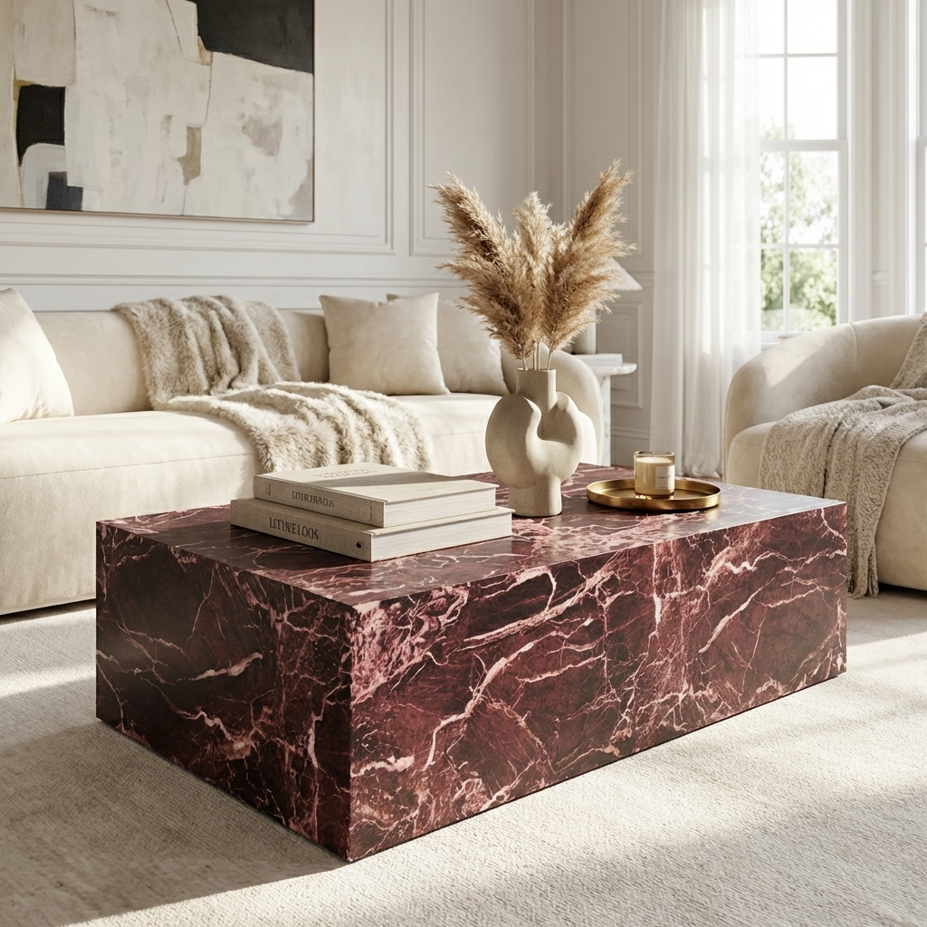 Sur Rosso Levanto Red Marble Coffee Table