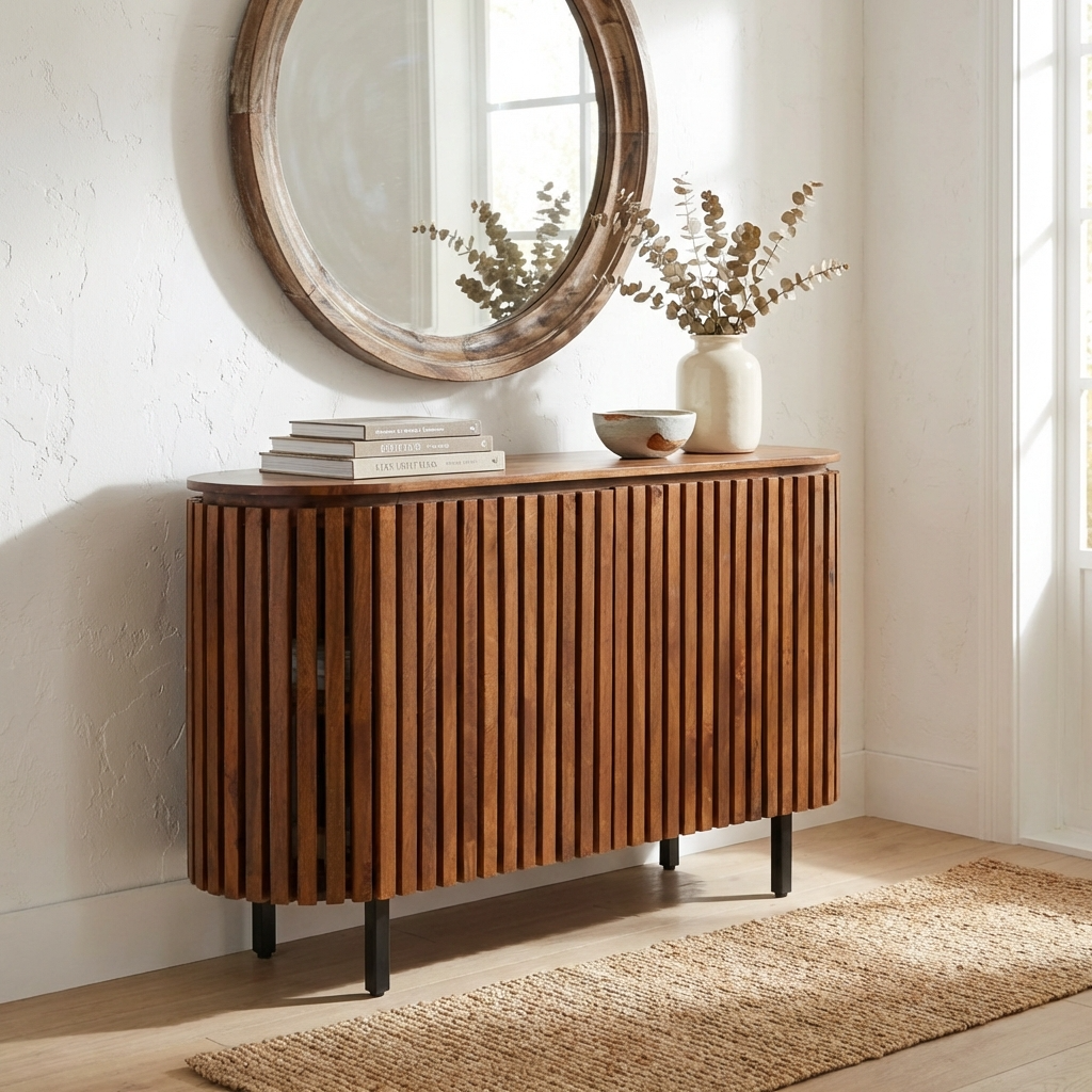 Kita Brown Mango Wood Slatted Sideboard