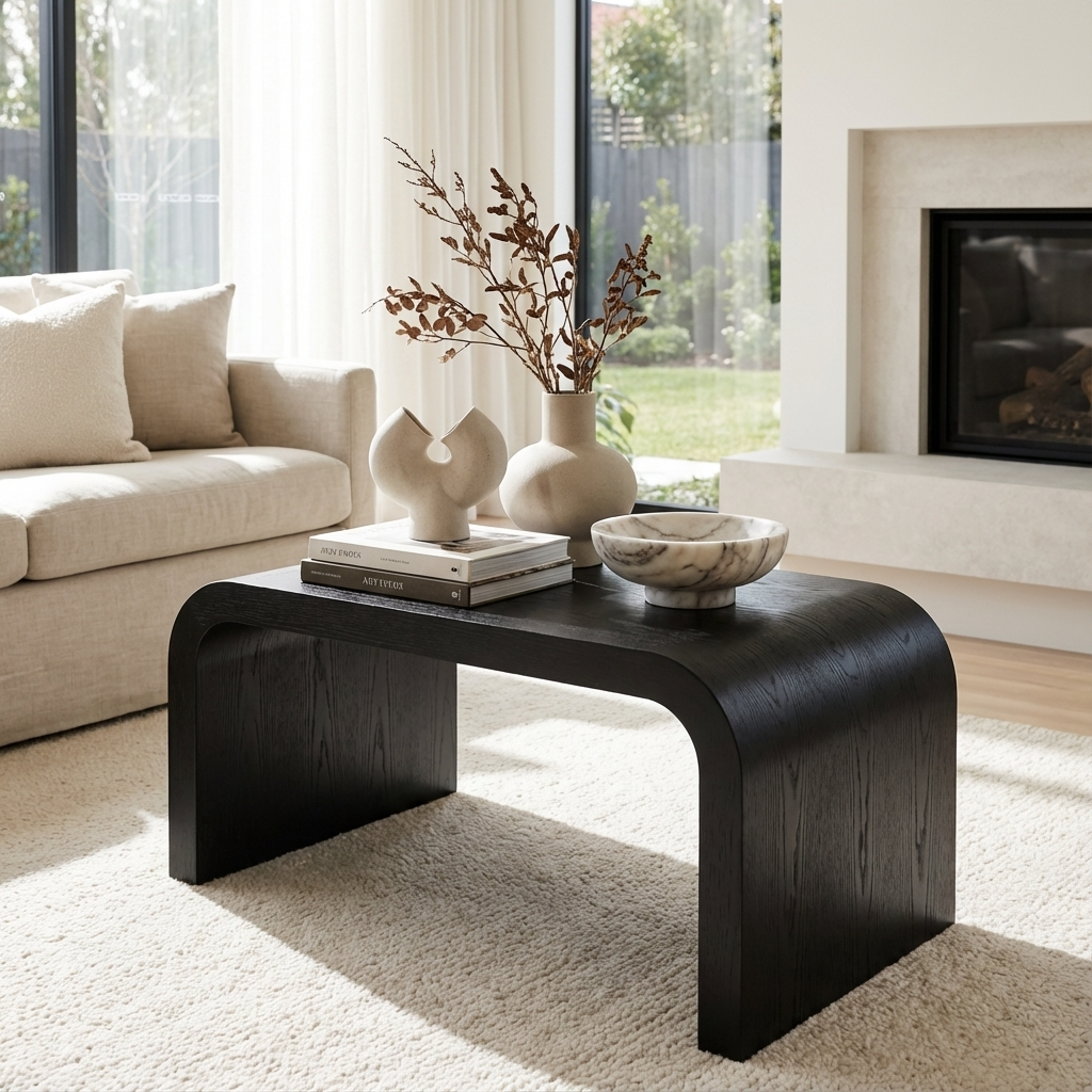 Lake Black Ash Wood Arc Coffee Table