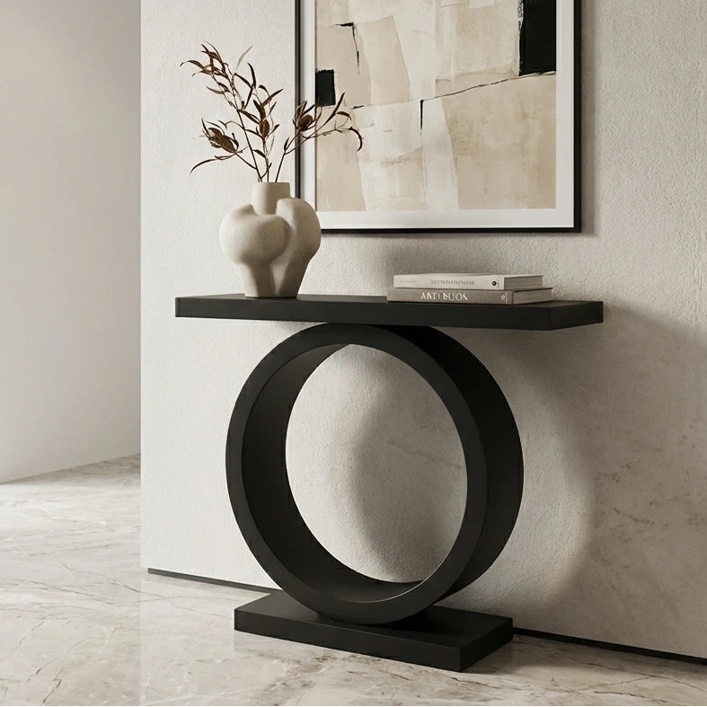 Oren Halo Black Wood Console Table