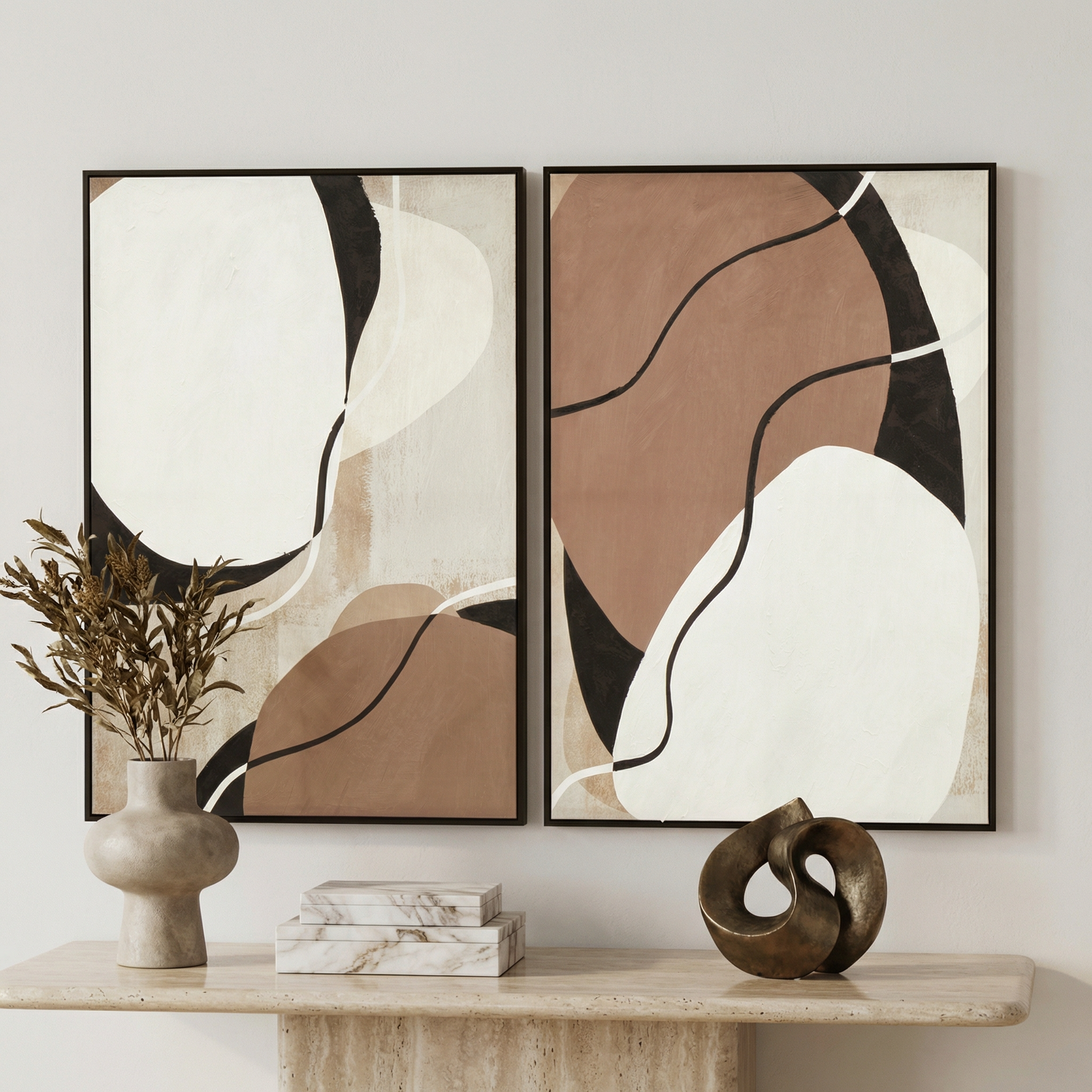 Set of 2 Noah Multi Colour Textured Wall Art