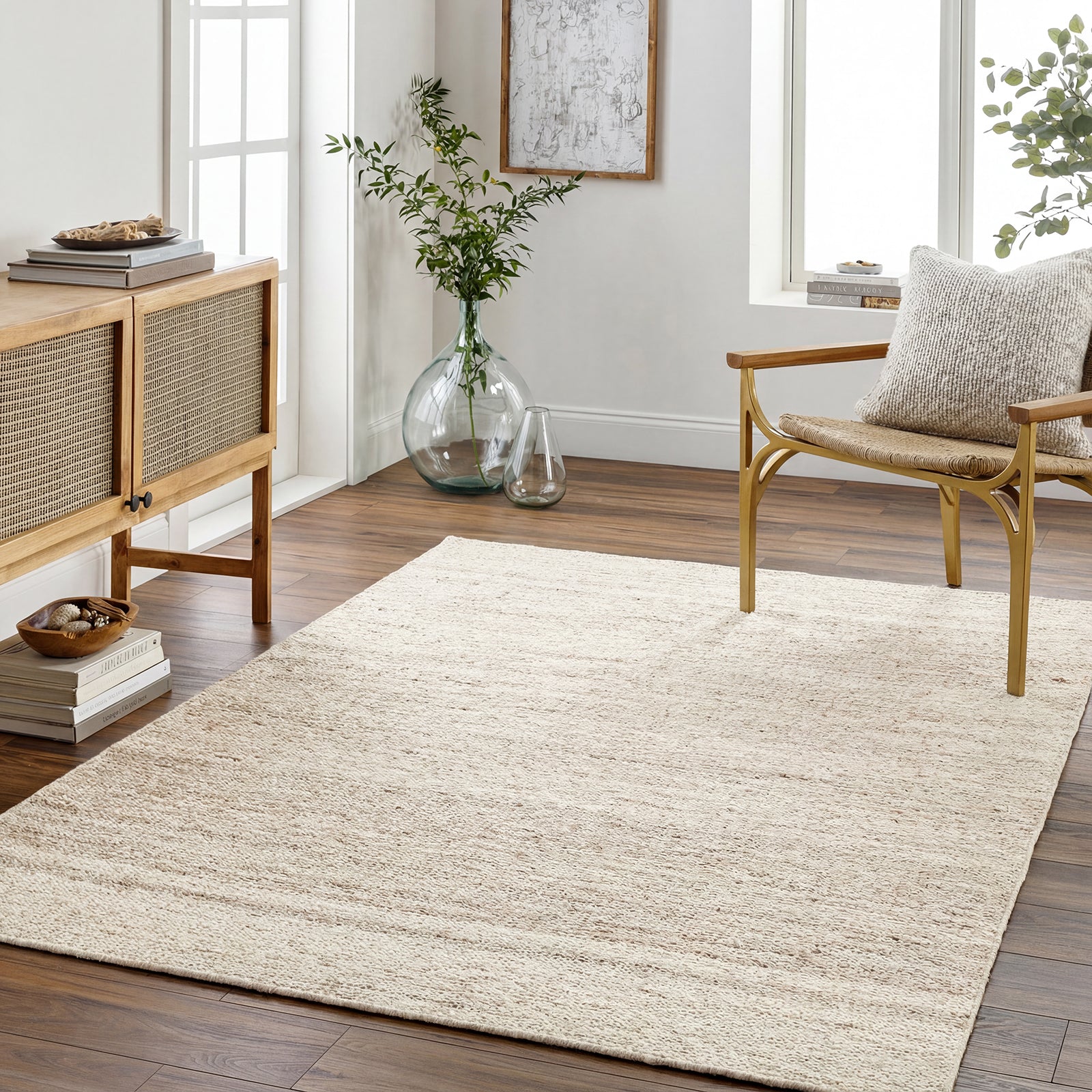 Derby Cottage Wool Cottage Beige & Ivory Rug 152x229cm - room setting