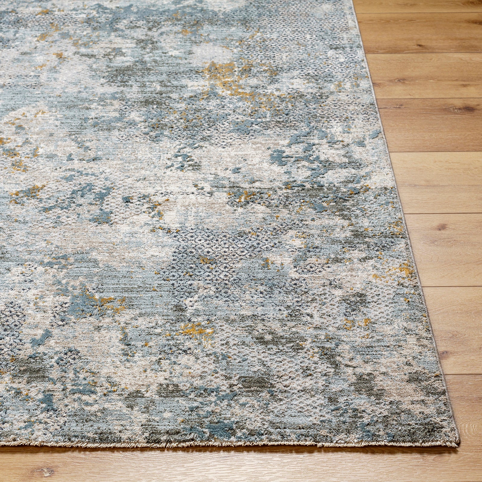 Dresden Vintage Traditional Boho Fringe Grey & Dusty Sage Polyester Rug 152x225cm - front view