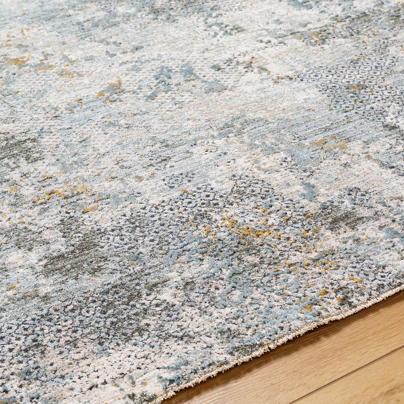 Dresden Vintage Traditional Boho Fringe Grey & Dusty Sage Polyester Rug 152x225cm - texture detail