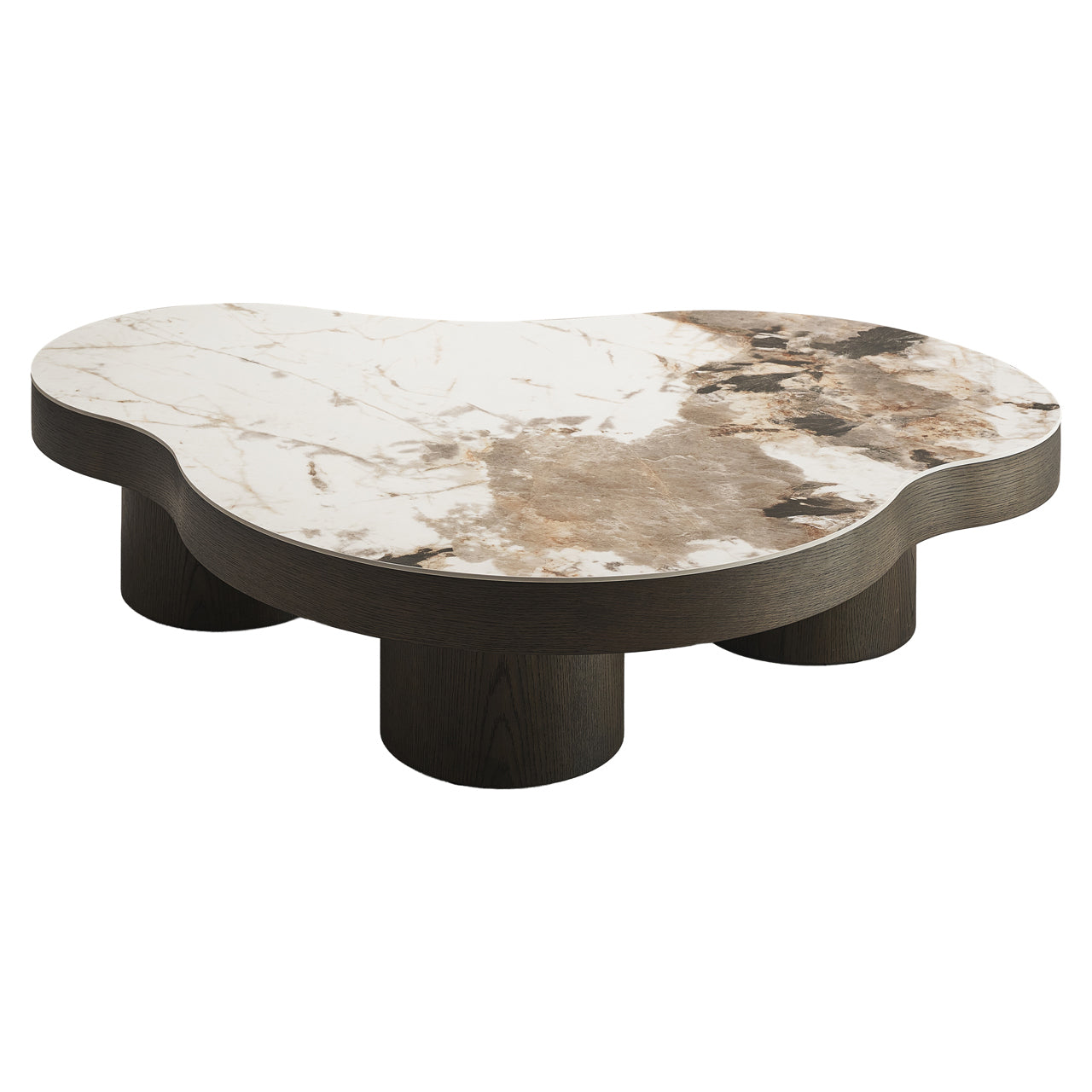 Richmond Interiors Langford Brown Oak Wood & Ceramic Top Abstract Coffee Table