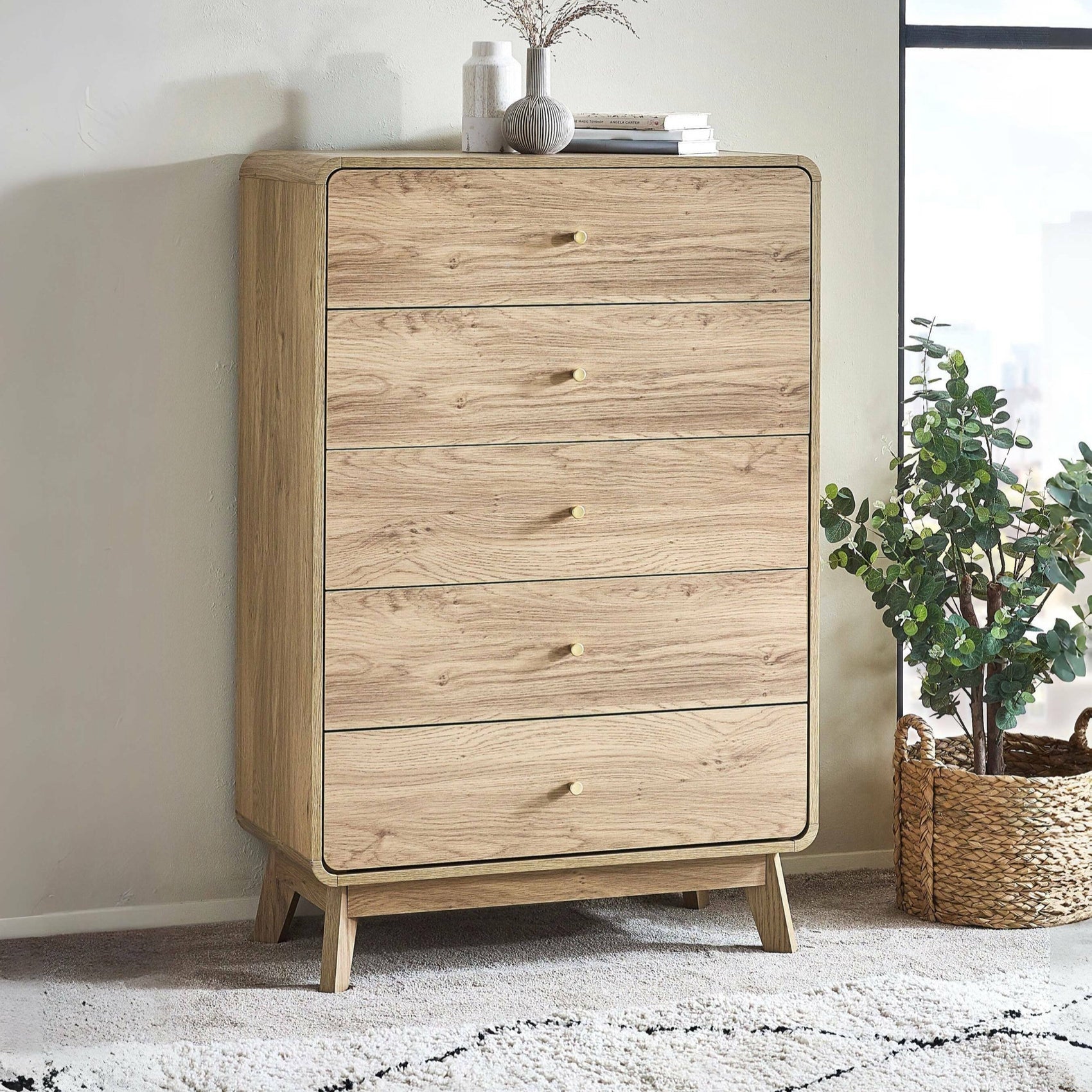 Boswell Oak Wood Chest of Drawers | 5 Drawers
