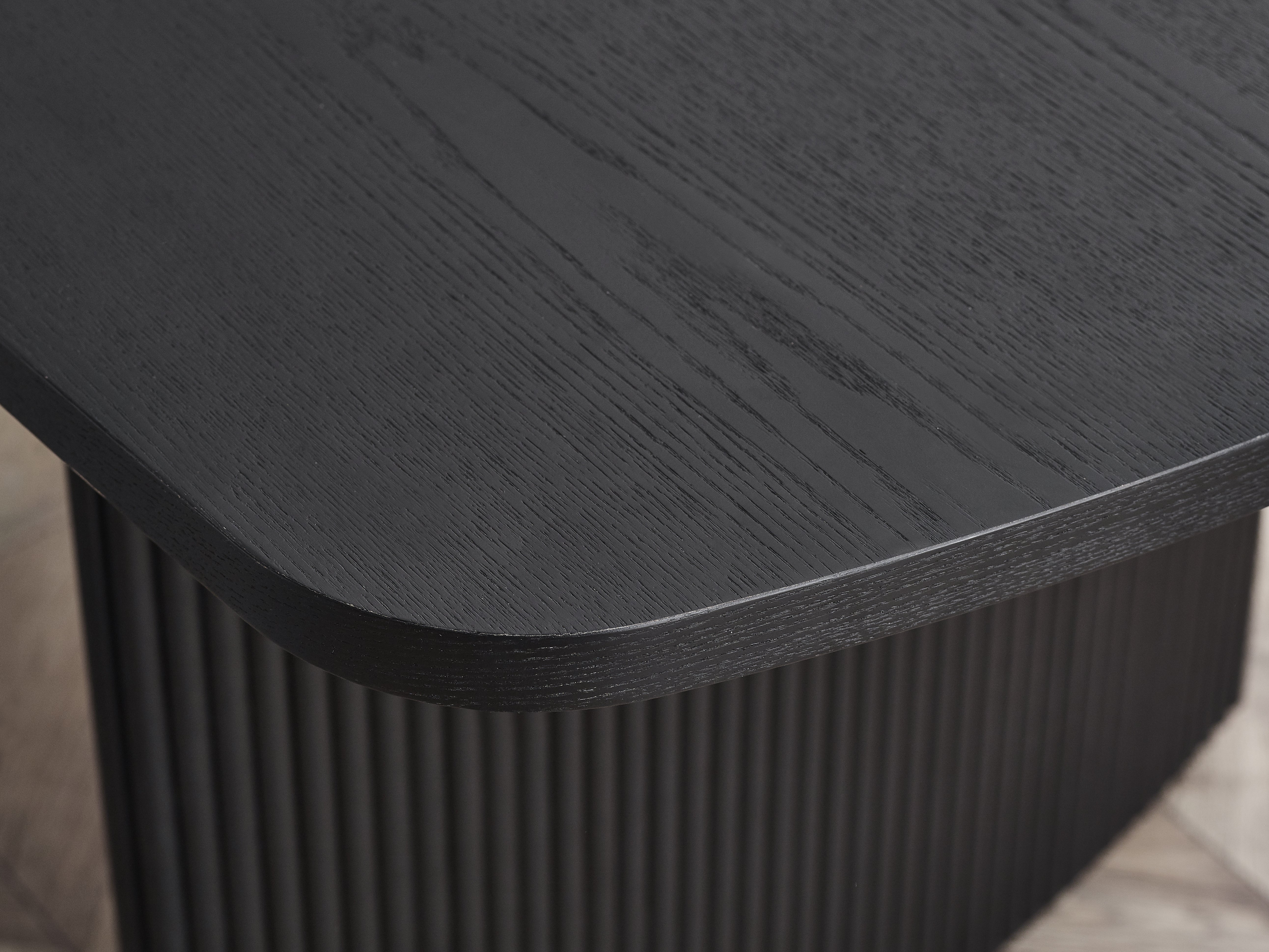 Como Reeded Black Wood Extending Dining Table | 4-6 Seater