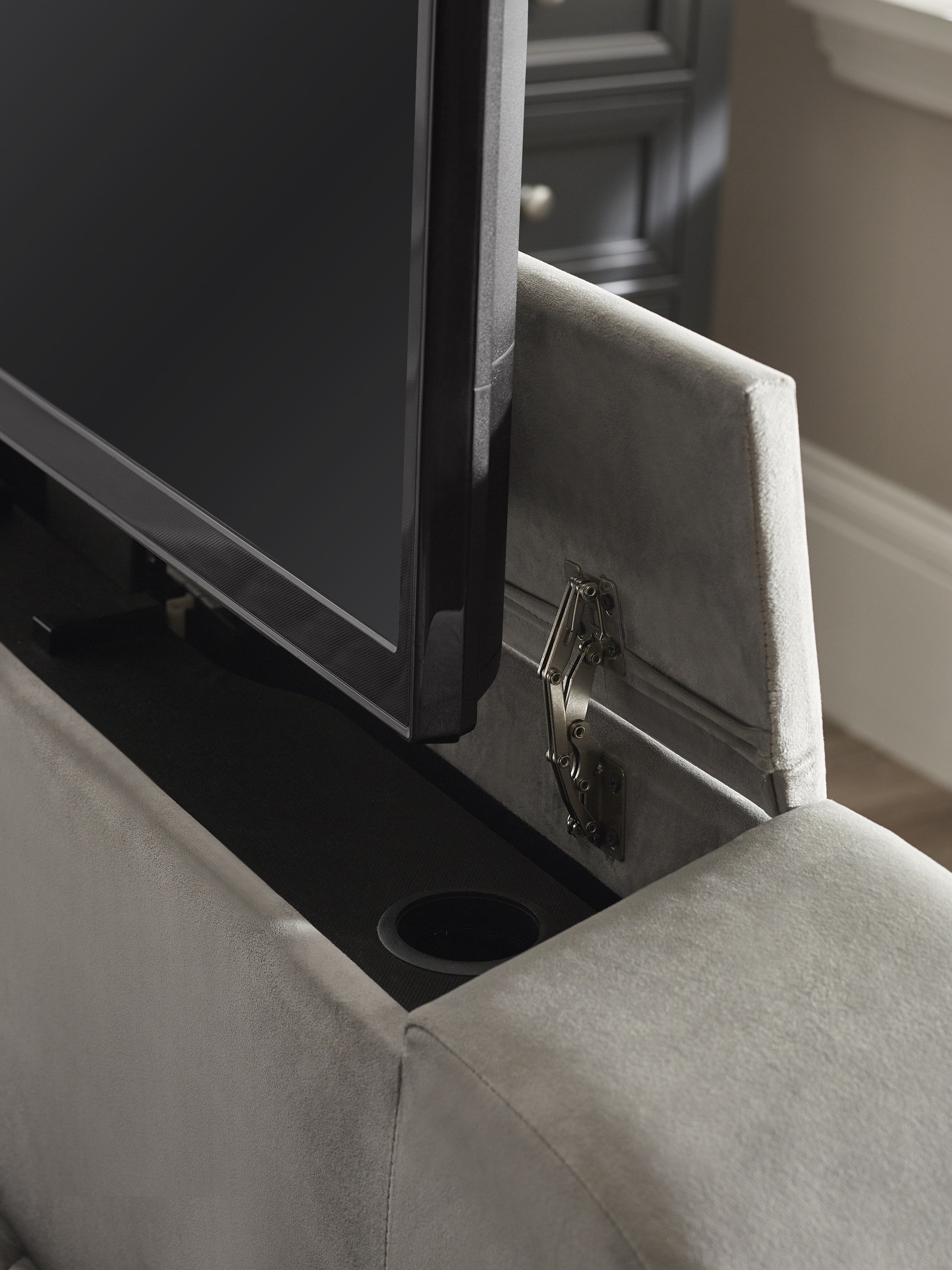 Alston Light Grey Velvet Ottoman TV Bed Double