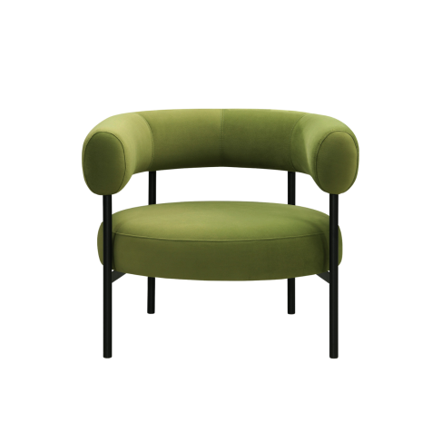 Eclipse Olive Green Velvet Round Half Moon Armchair