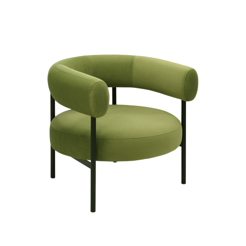Eclipse Olive Green Velvet Round Half Moon Armchair