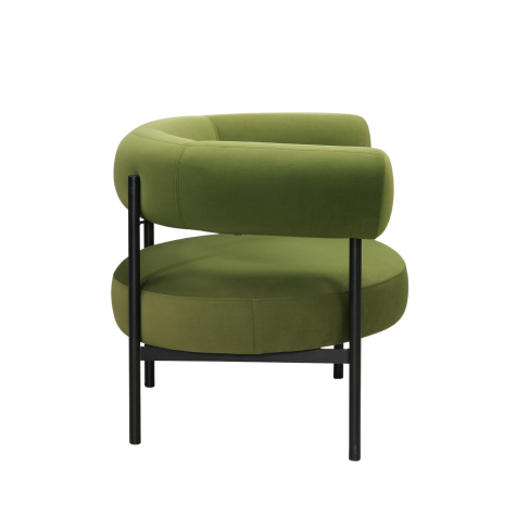 Eclipse Olive Green Velvet Round Half Moon Armchair
