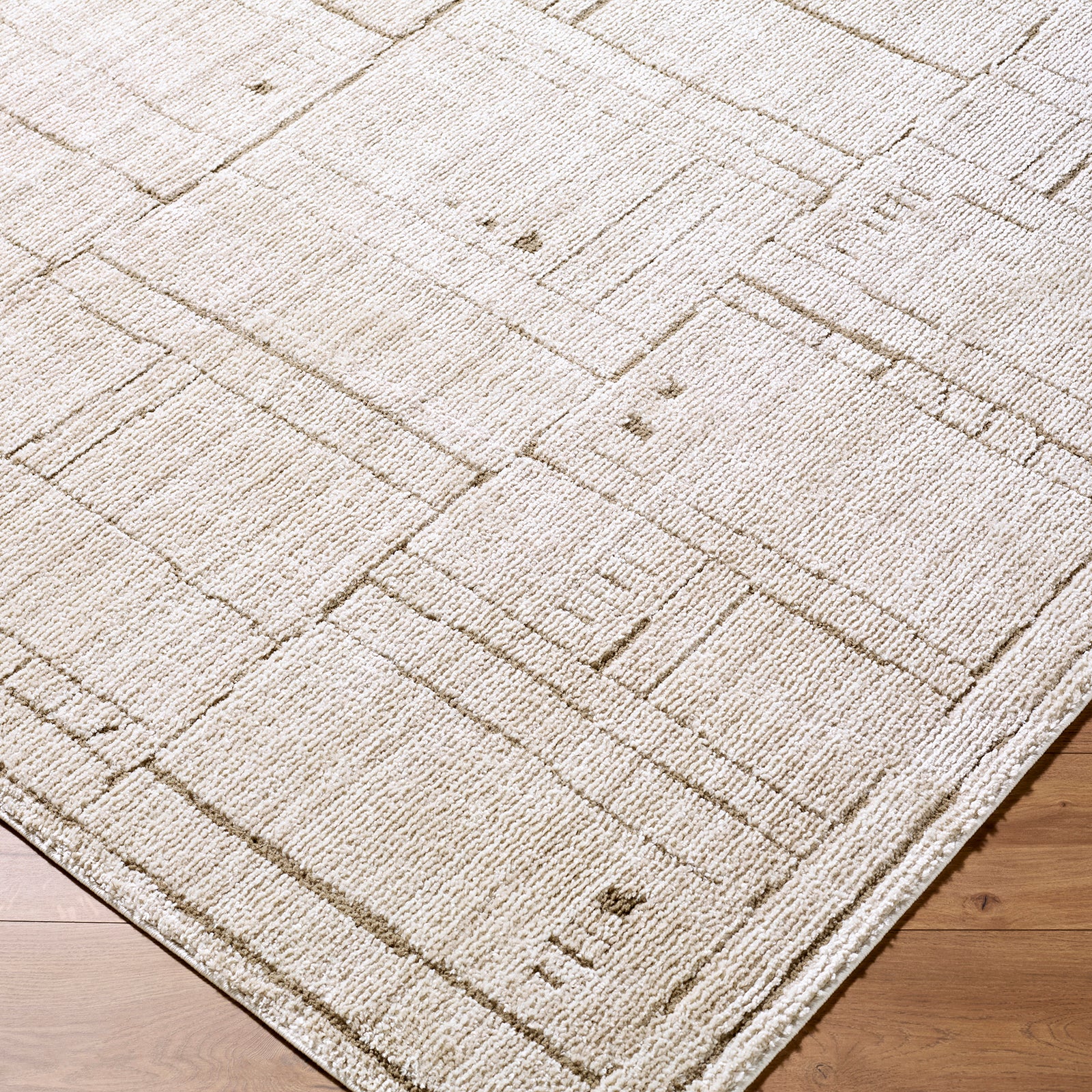Alba Modern Graphic Brown & Taupe Polypropylene & Polyester Rug 160x213cm - corner detail