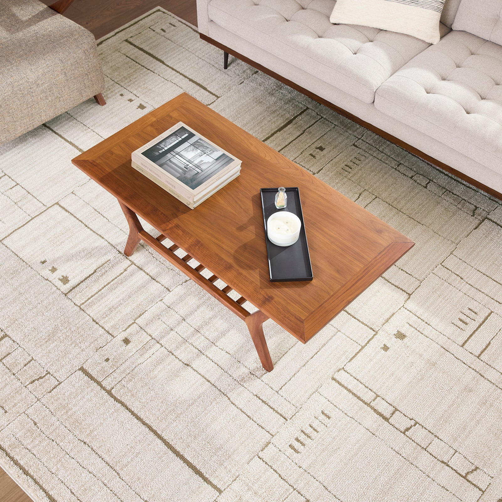 Alba Modern Graphic Brown & Taupe Polypropylene & Polyester Rug 160x213cm - room setting