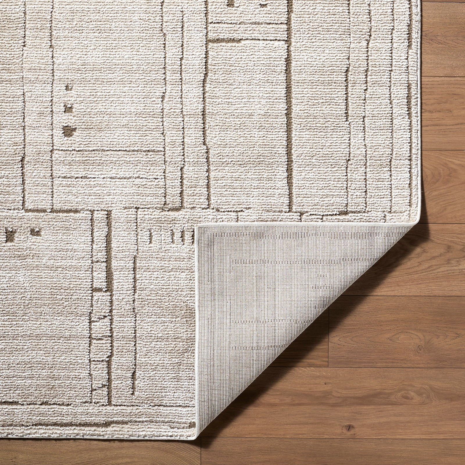 Alba Modern Graphic Brown & Taupe Polypropylene & Polyester Rug 160x213cm - folded detail