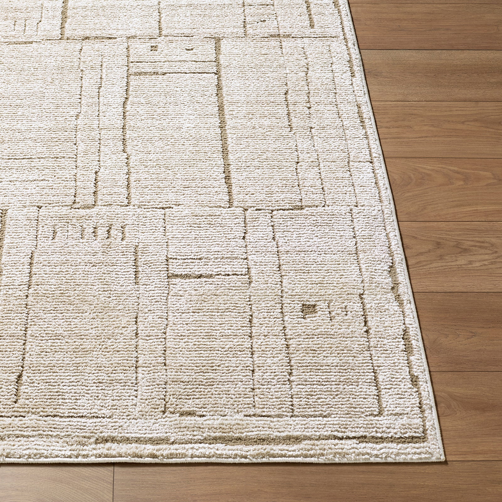 Alba Modern Graphic Brown & Taupe Polypropylene & Polyester Rug 160x213cm - front view