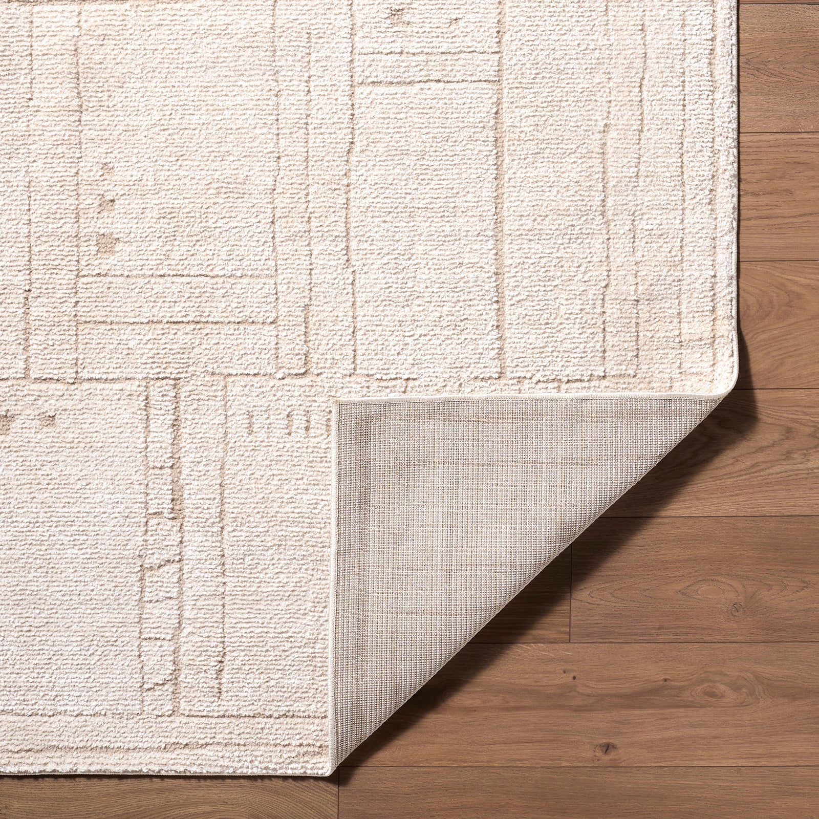 Alba Modern Graphic Ivory & Taupe Polypropylene & Polyester Rug 160x213cm - folded detail