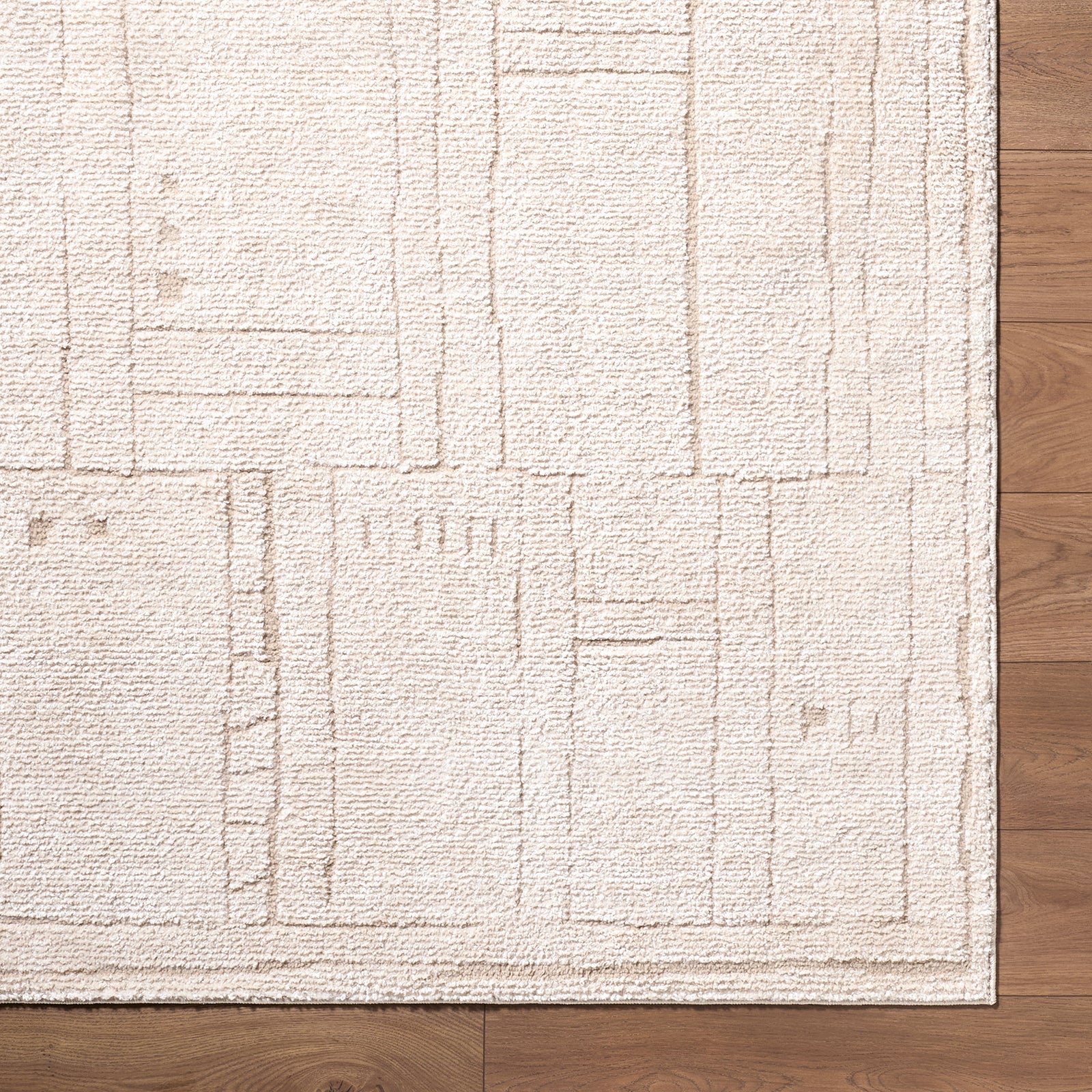 Alba Modern Graphic Ivory & Taupe Polypropylene & Polyester Rug 160x213cm - reverse roll detail