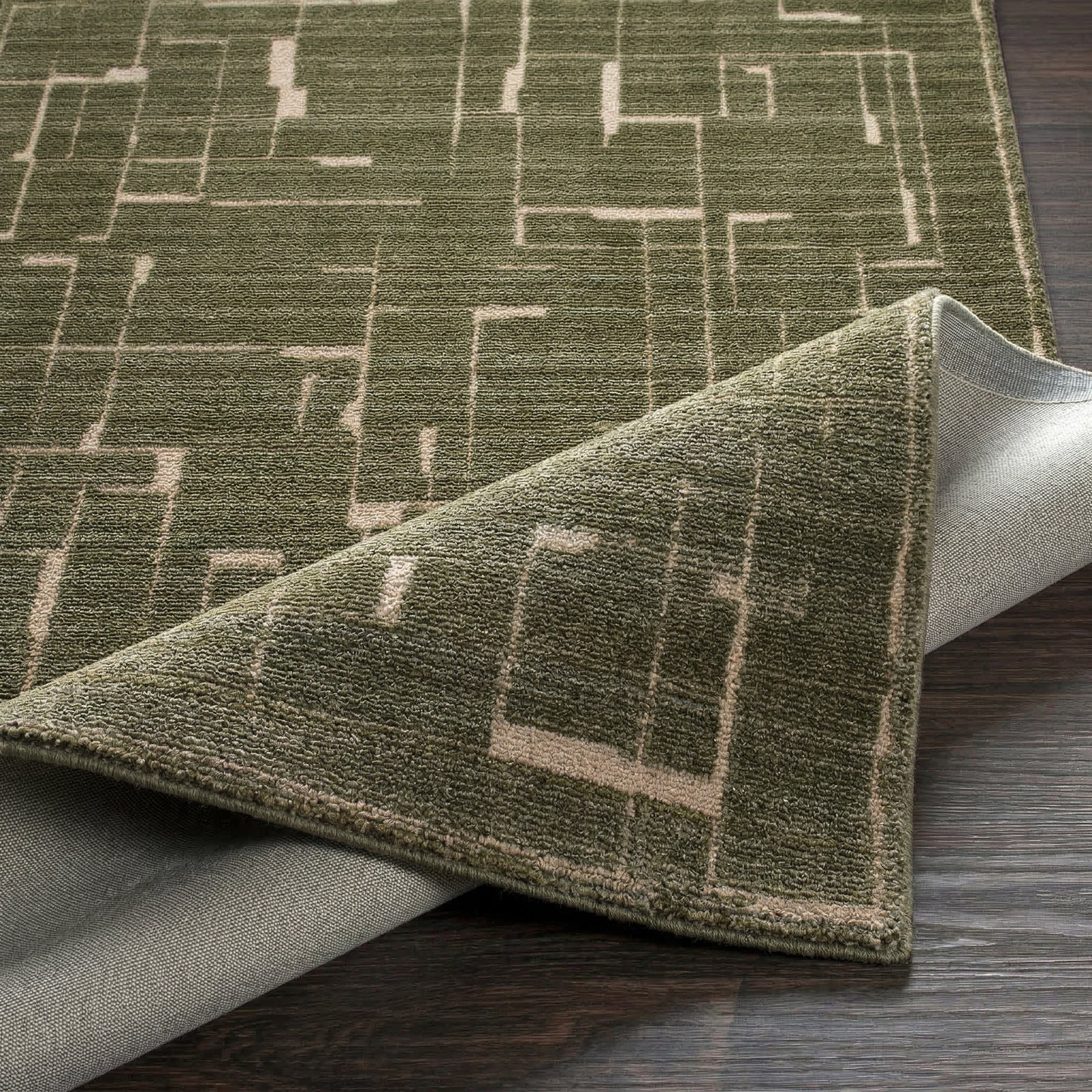 Alba Modern Graphic Beige Polypropylene & Polyester Rug 160x213cm - folded detail
