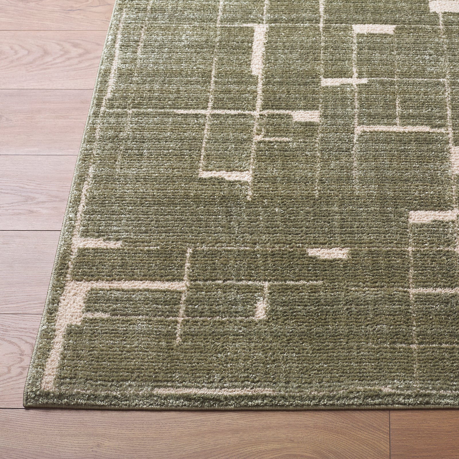 Alba Modern Graphic Beige Polypropylene & Polyester Rug 160x213cm - front view