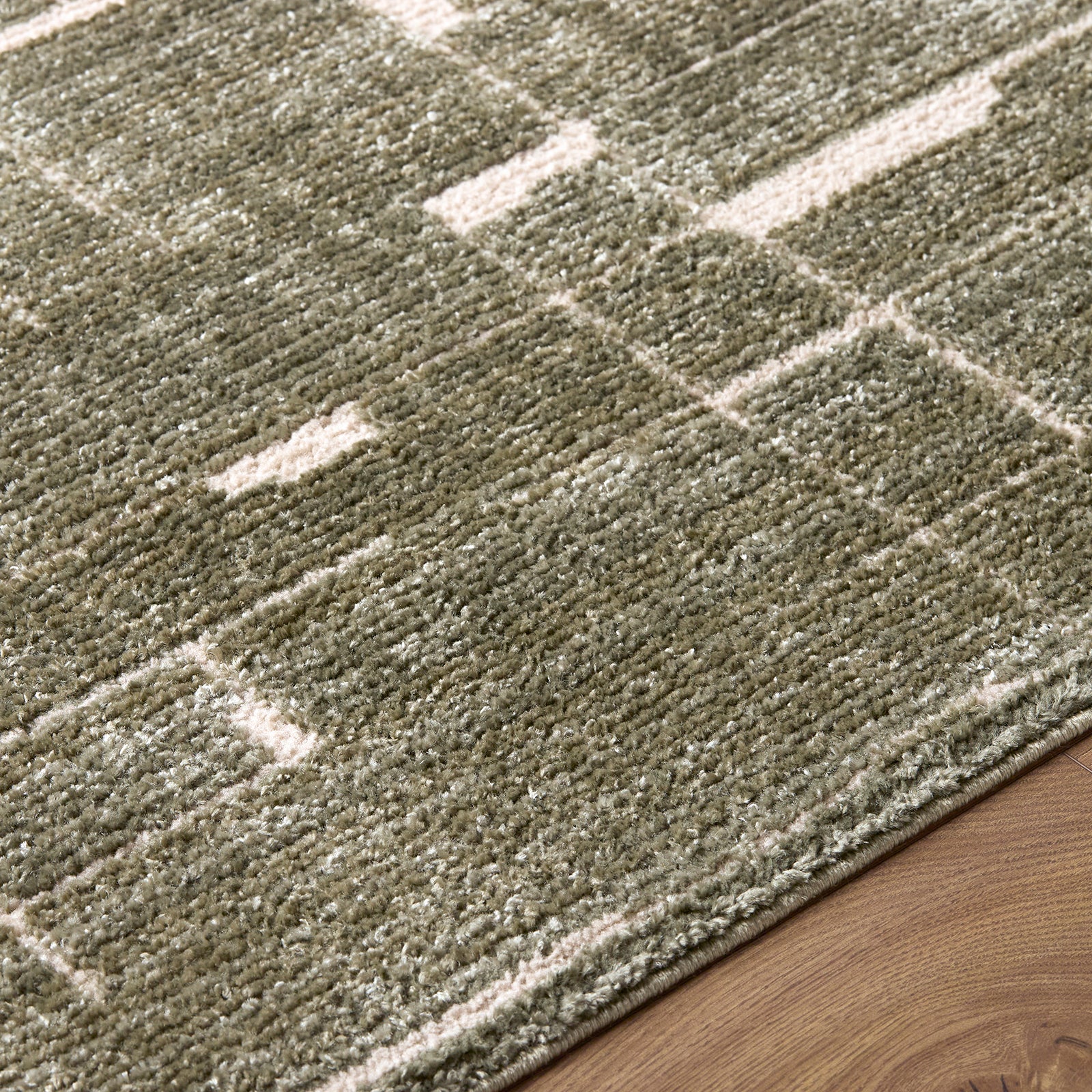 Alba Modern Graphic Beige Polypropylene & Polyester Rug 160x213cm - texture detail