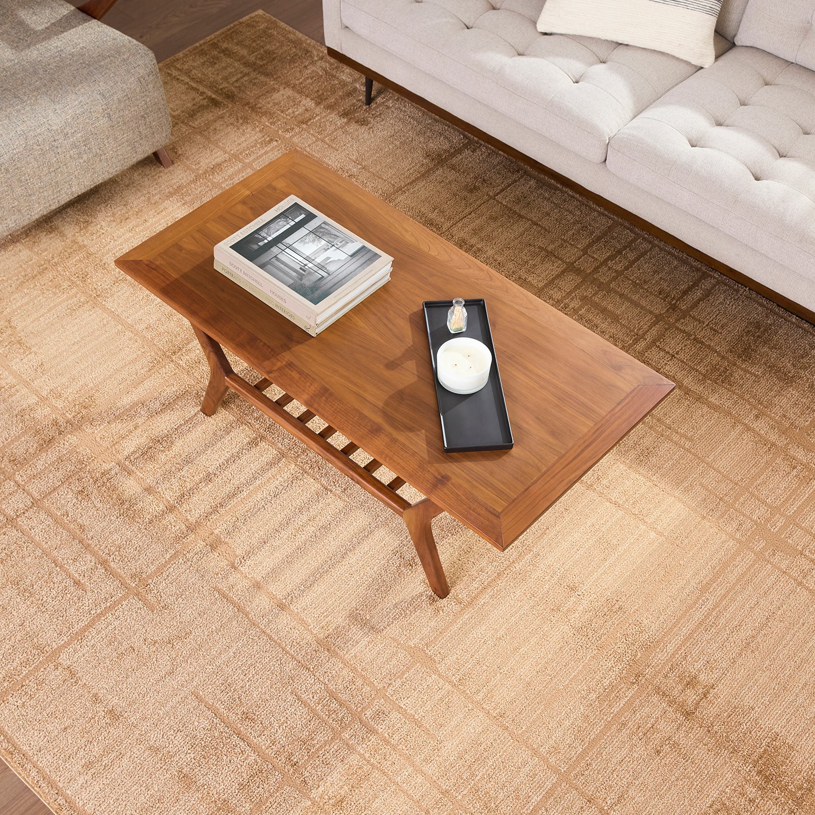 Alba Modern Graphic Tan Polypropylene & Polyester Rug 200x275cm - room setting