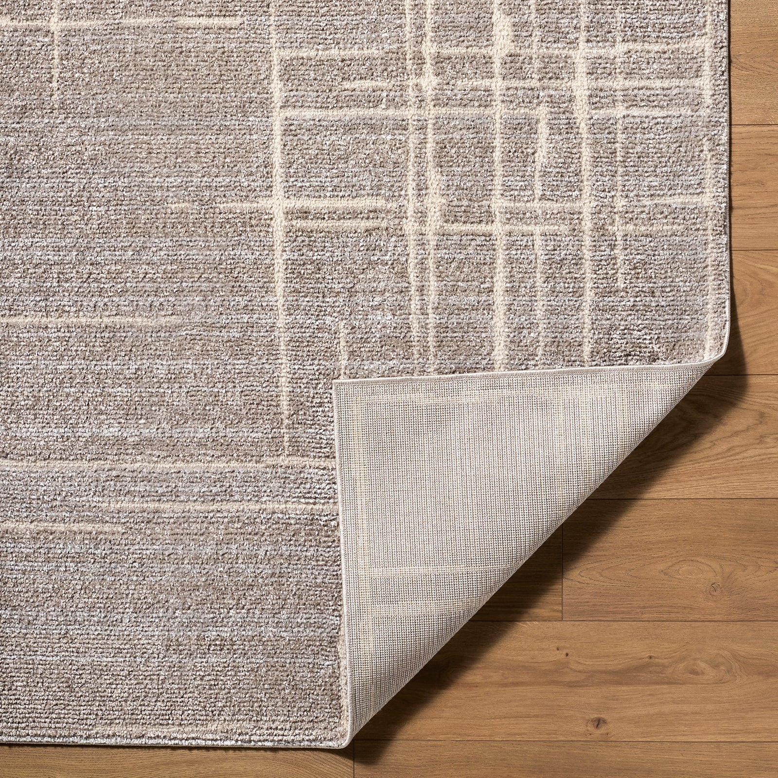 Alba Modern Graphic Taupe & Medium Brown Polypropylene & Polyester Rug 160x213cm - folded detail
