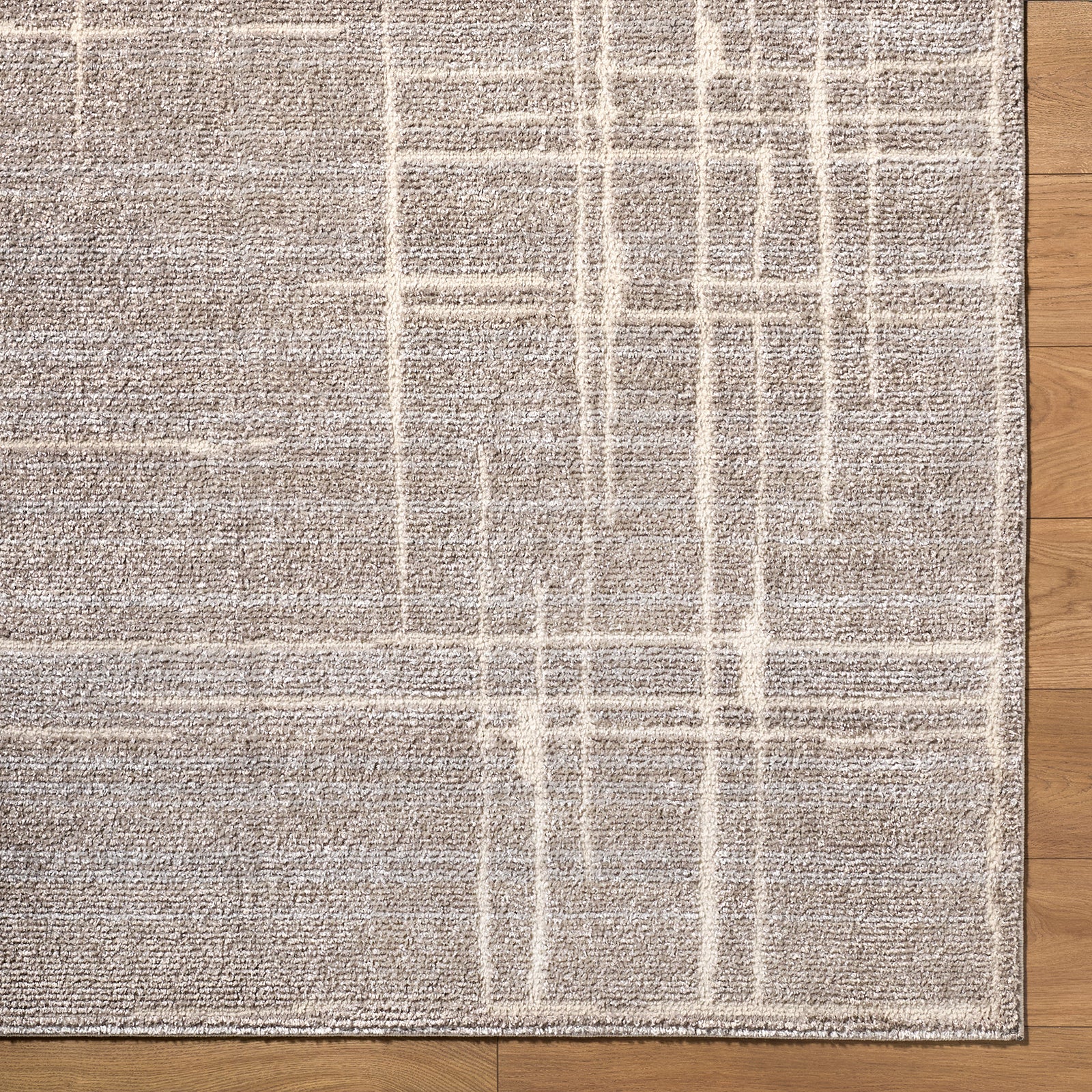 Alba Modern Graphic Taupe & Medium Brown Polypropylene & Polyester Rug 160x213cm - reverse roll detail