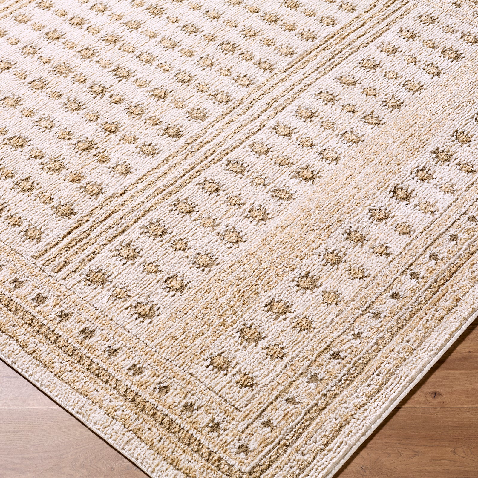 Alba Global Graphic Ivory & Light Olive Polypropylene & Polyester Rug 160x213cm - corner detail