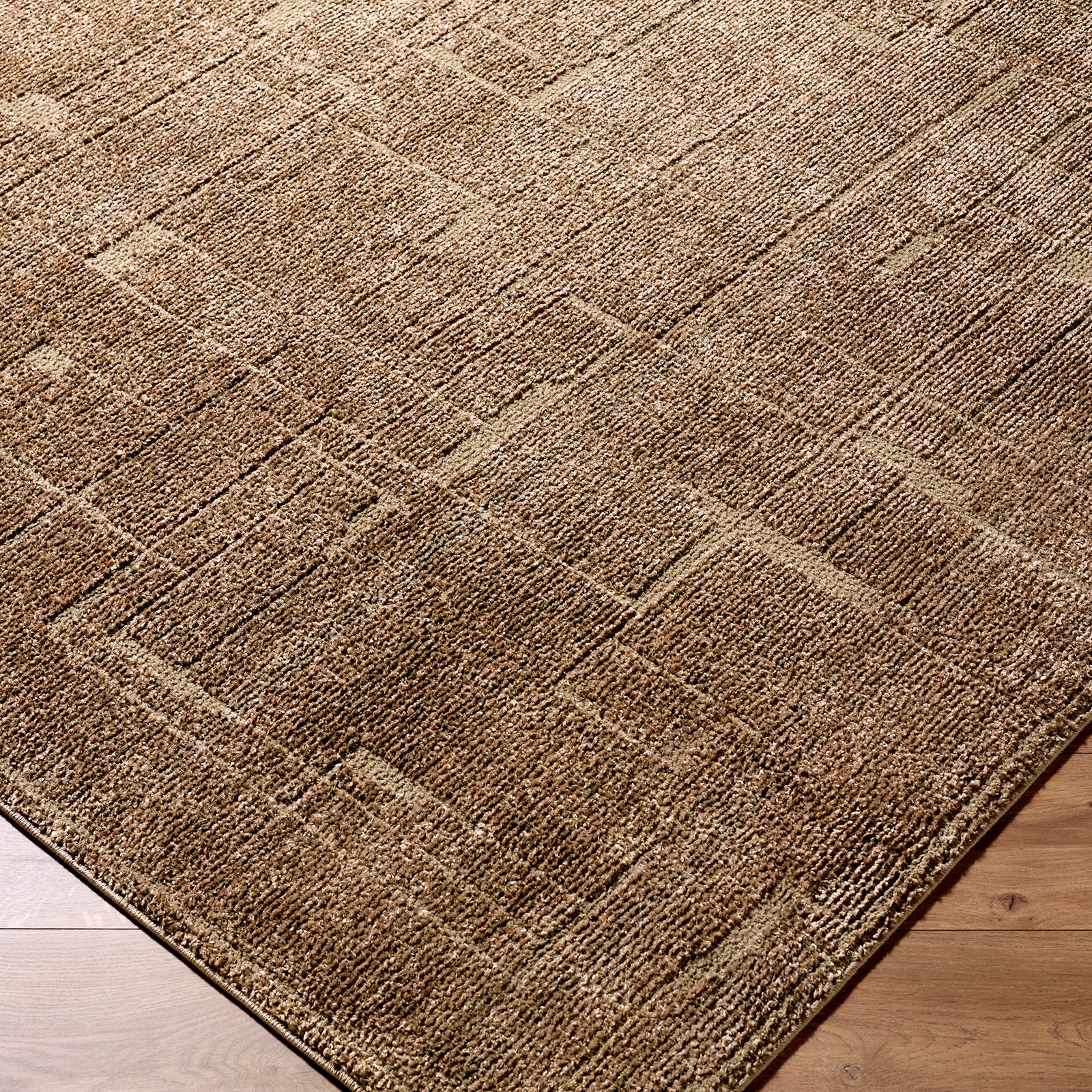 Alba Modern Graphic Brown & Dark Brown Polypropylene & Polyester Rug 160x213cm - corner detail
