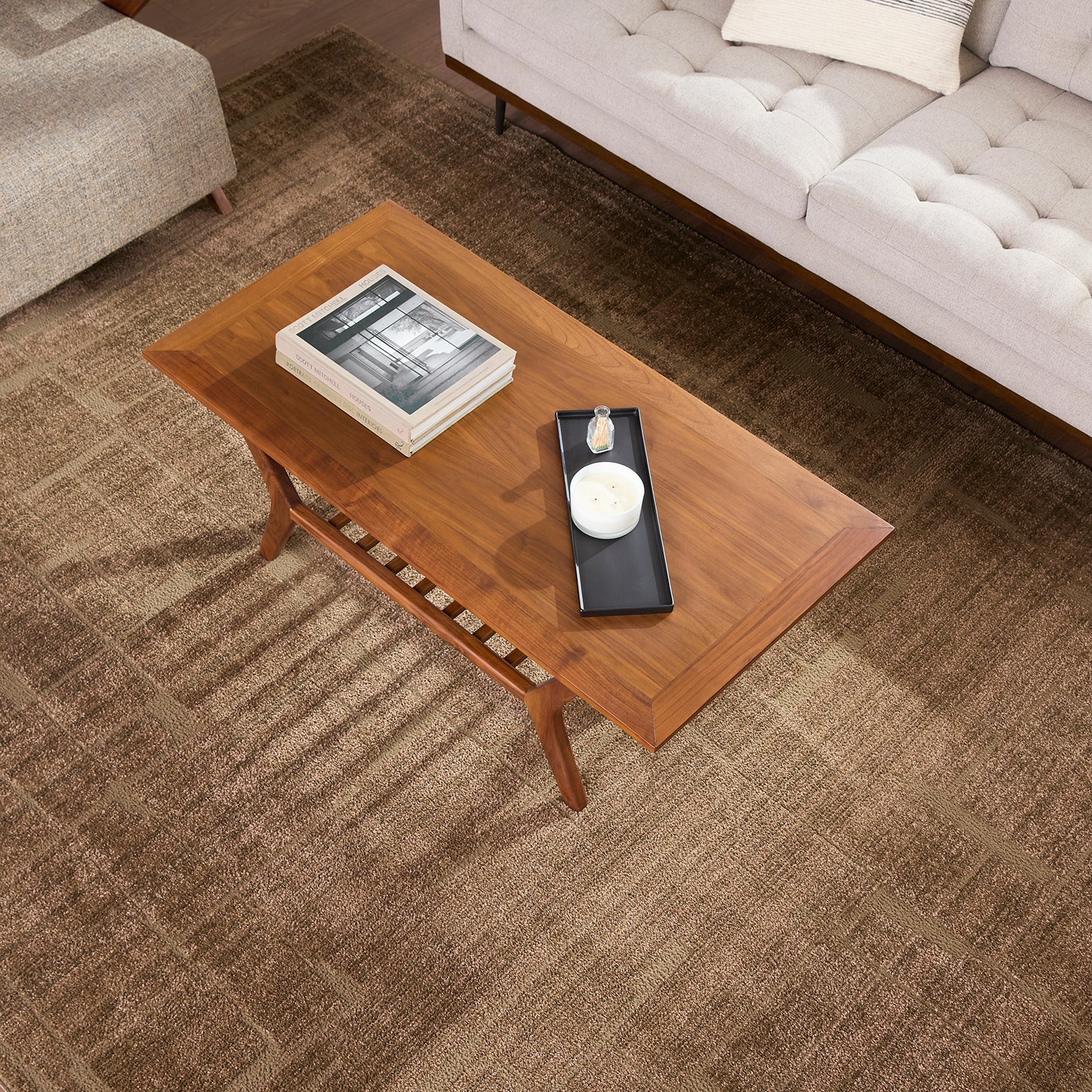 Alba Modern Graphic Brown & Dark Brown Polypropylene & Polyester Rug 160x213cm - room setting