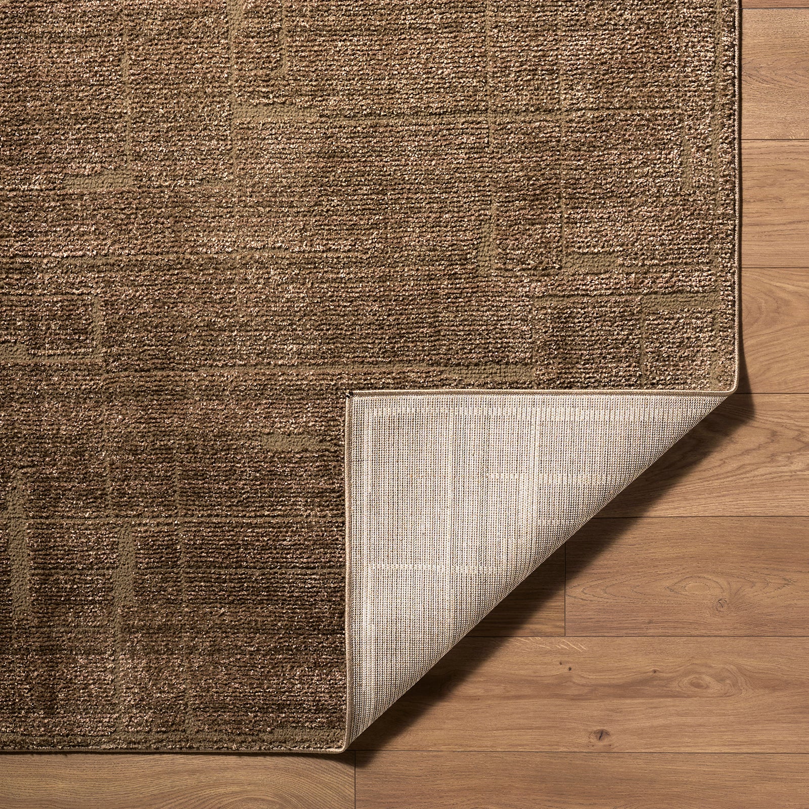 Alba Modern Graphic Brown & Dark Brown Polypropylene & Polyester Rug 160x213cm - folded detail
